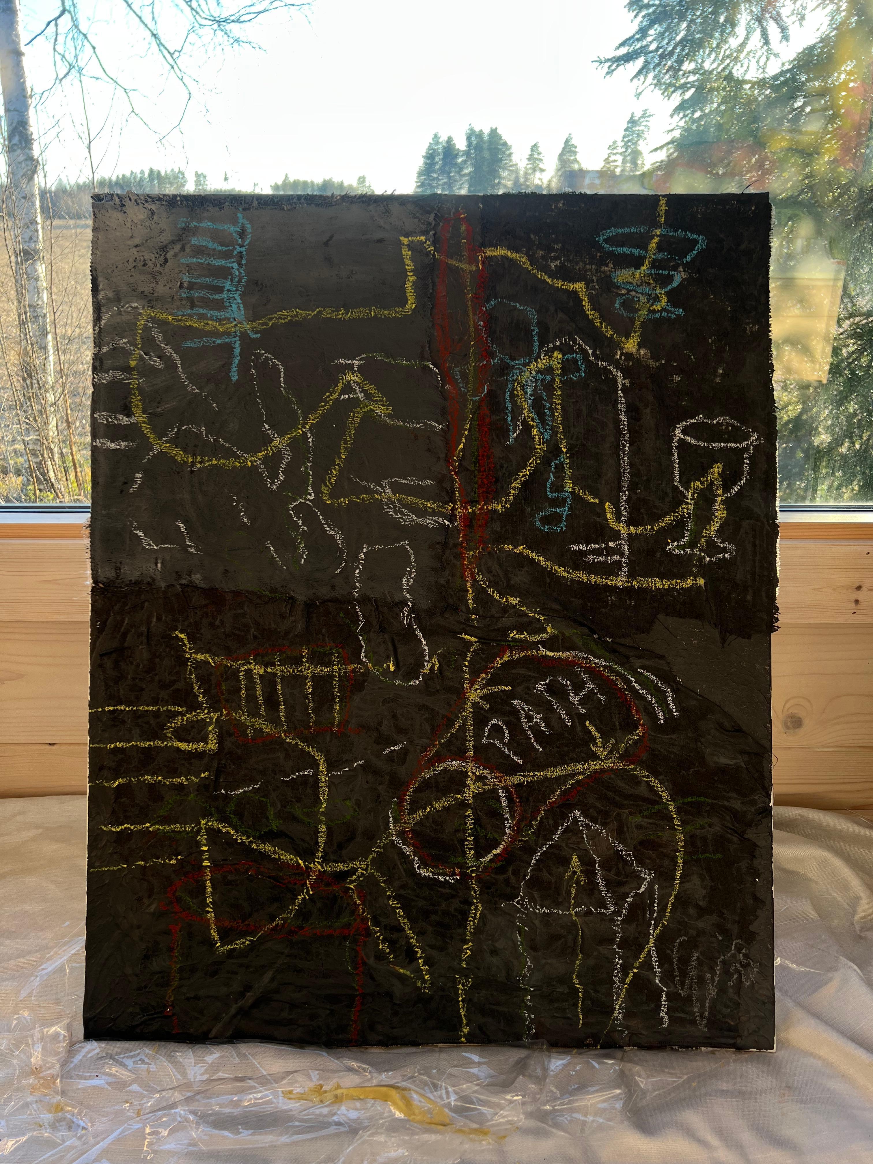PATH – Abstract Symbolic Painting on Growth and Direction, Nordic chic black For Sale 7