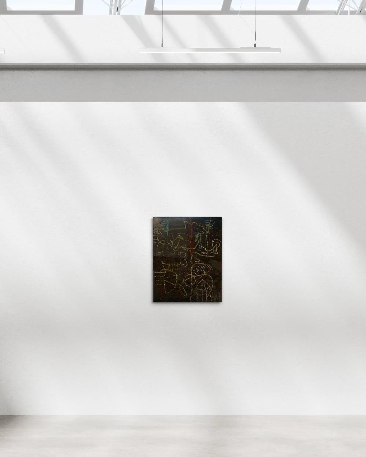 PATH – Abstract Symbolic Painting on Growth and Direction, Nordic chic black For Sale 1