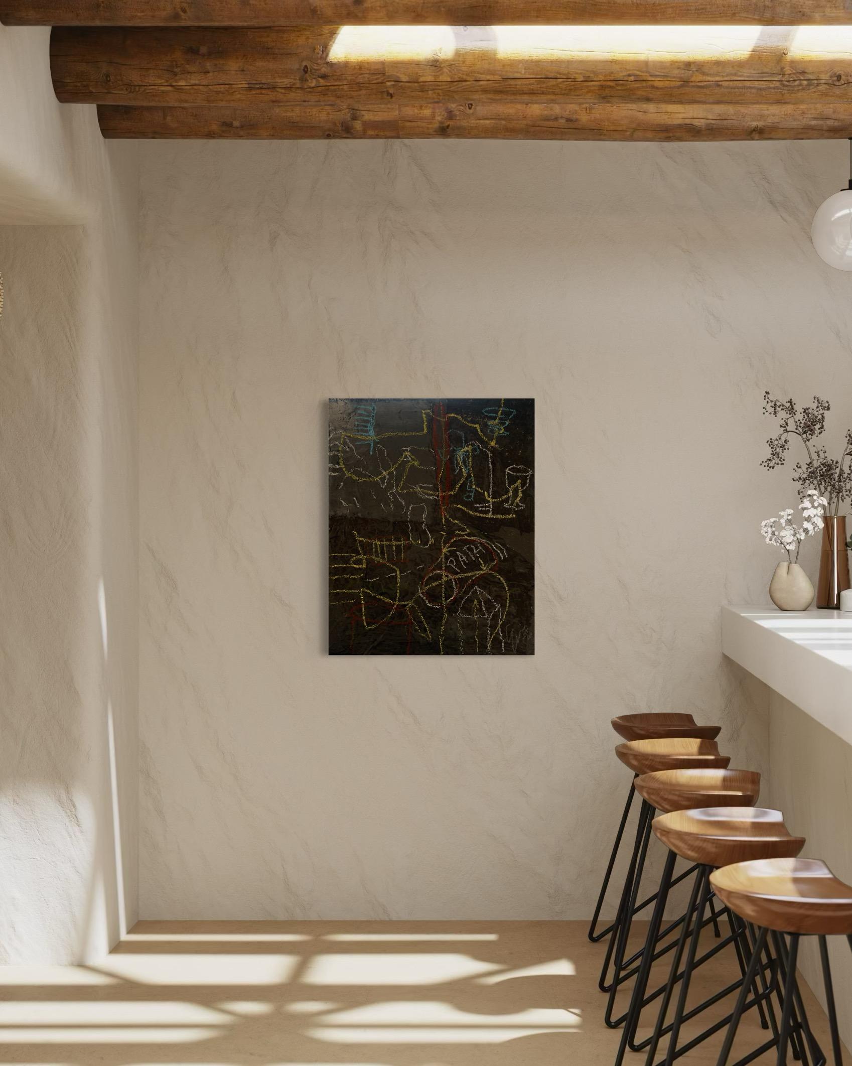 PATH – Abstract Symbolic Painting on Growth and Direction, Nordic chic black For Sale 2
