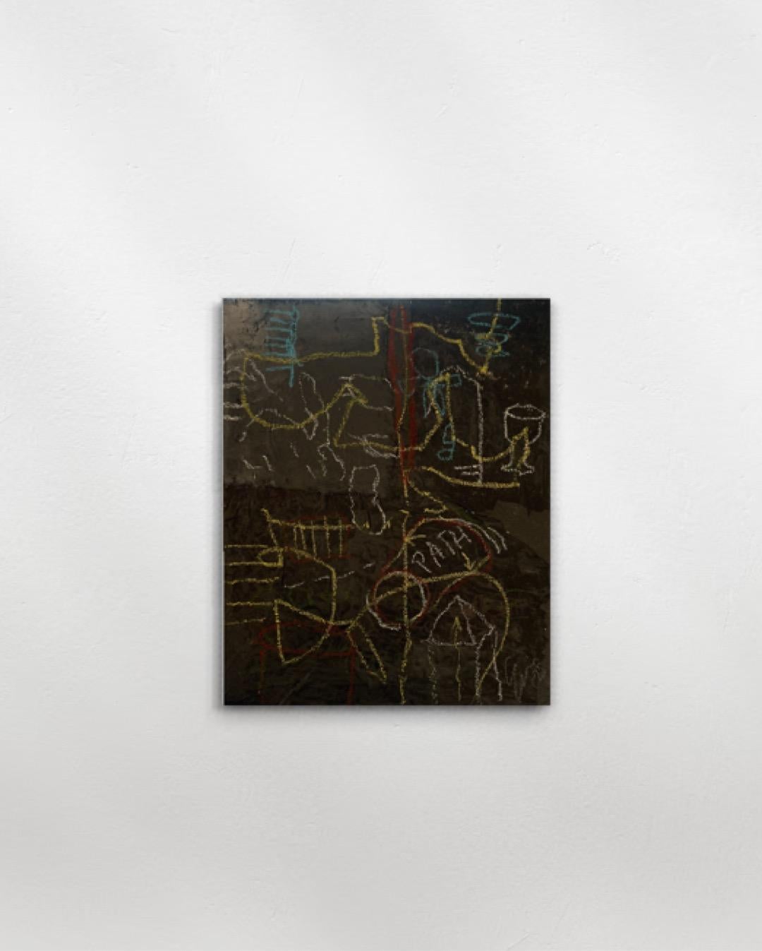 PATH – Abstract Symbolic Painting on Growth and Direction, Nordic chic black For Sale 6