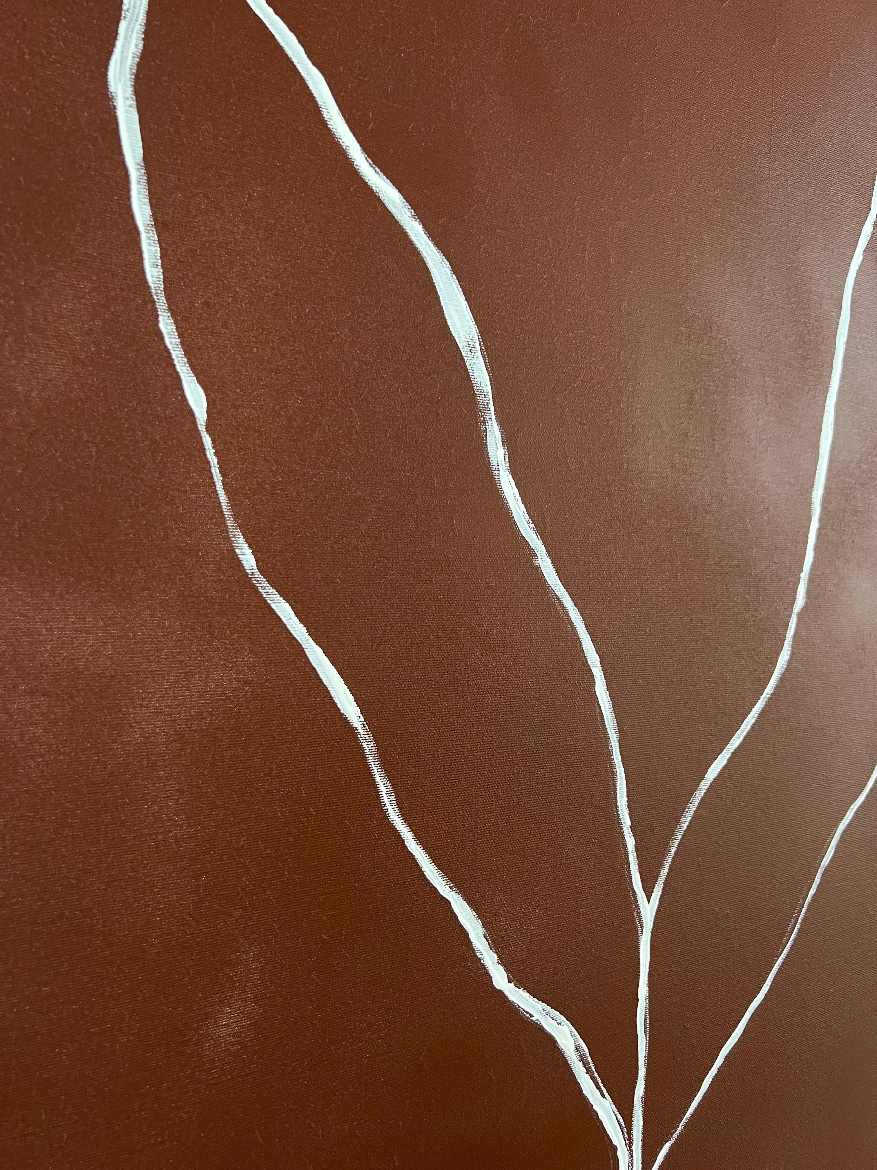 'Vitoris' abstract elegant nordic painting burgundy red wine brown For Sale 2