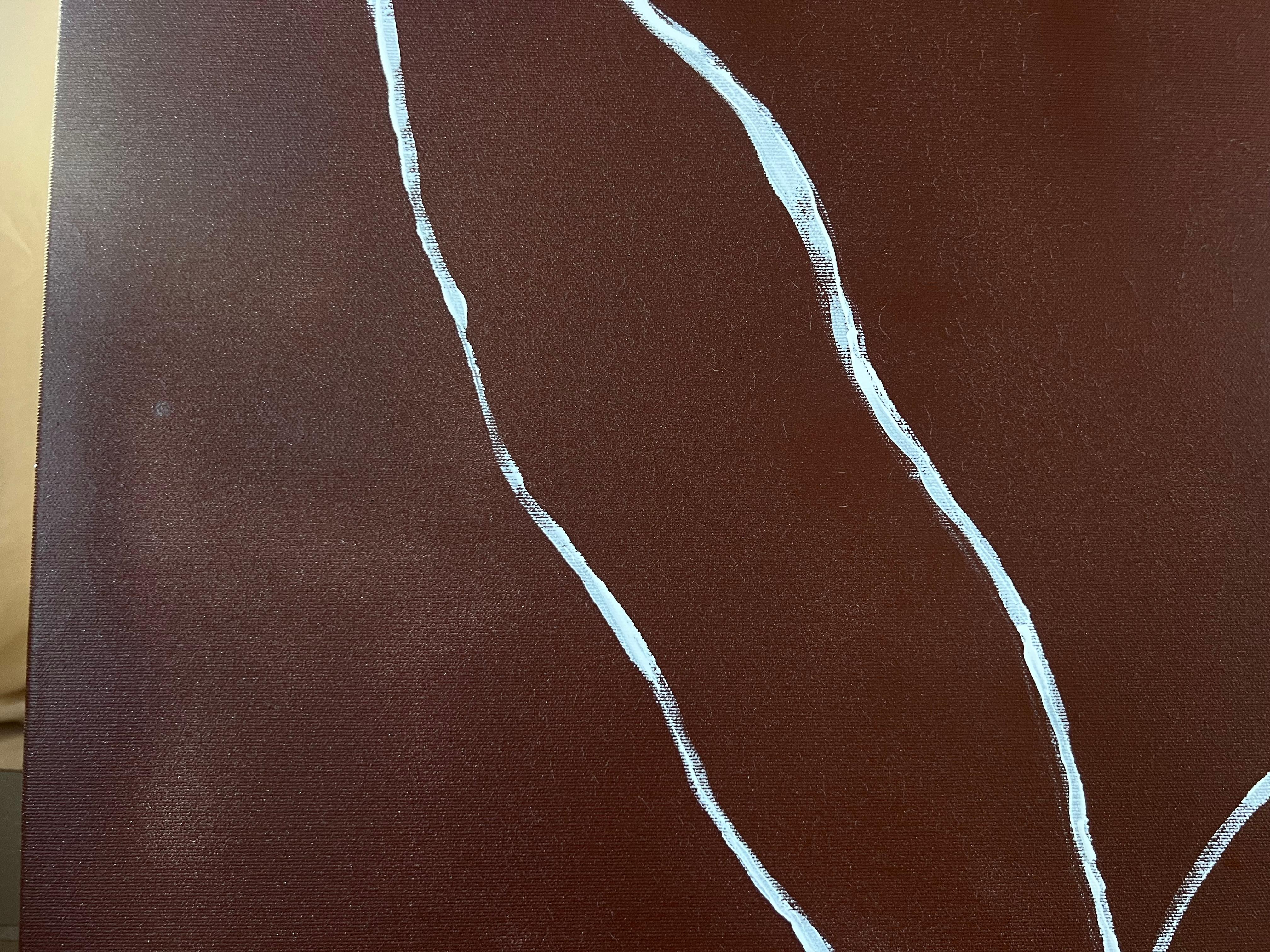 'Vitoris' abstract elegant nordic painting burgundy red wine brown For Sale 4