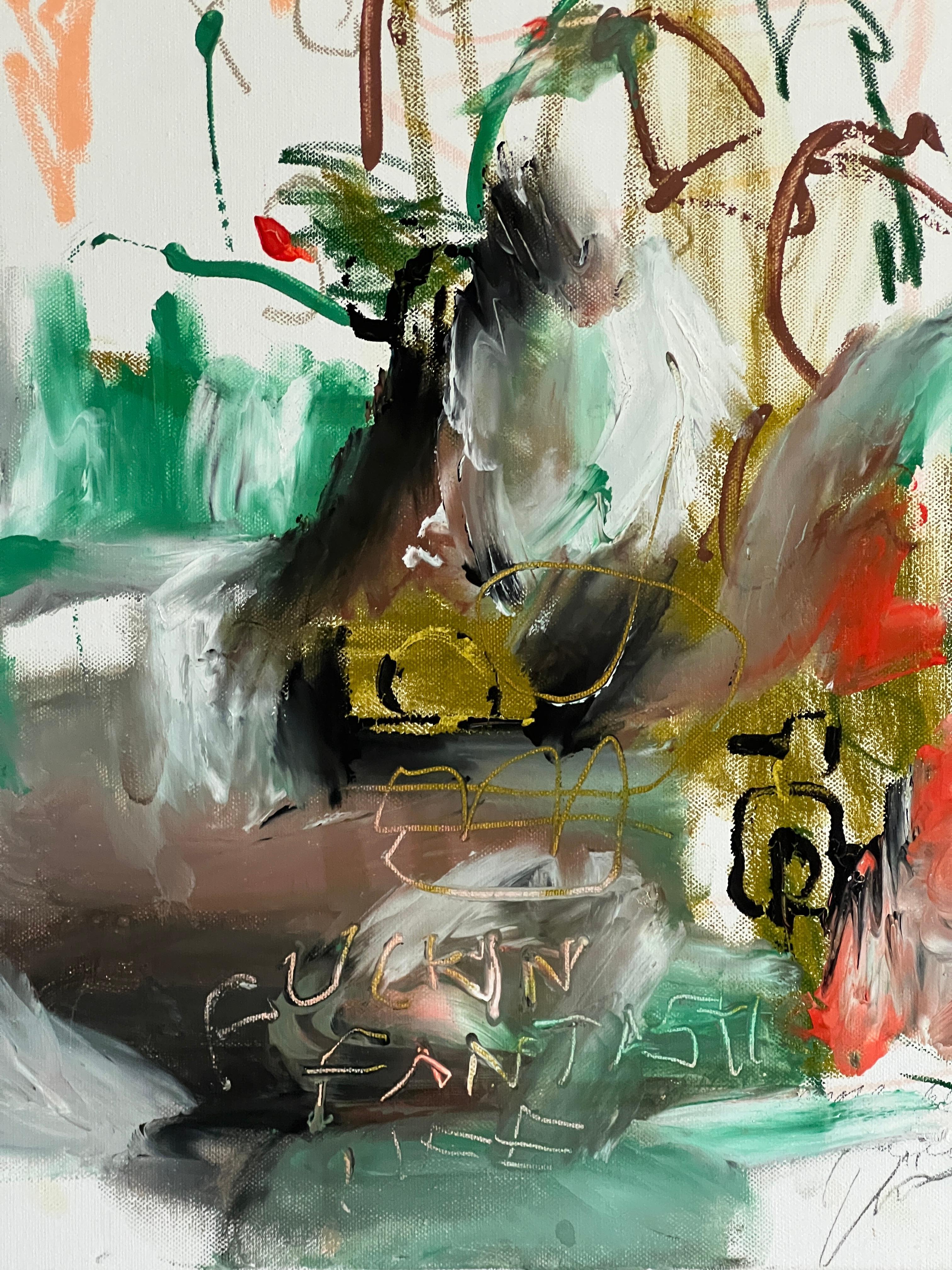 Beauty Beneath the Chaos, Abstract Expressionist Painting by Emmi Iida For Sale 3
