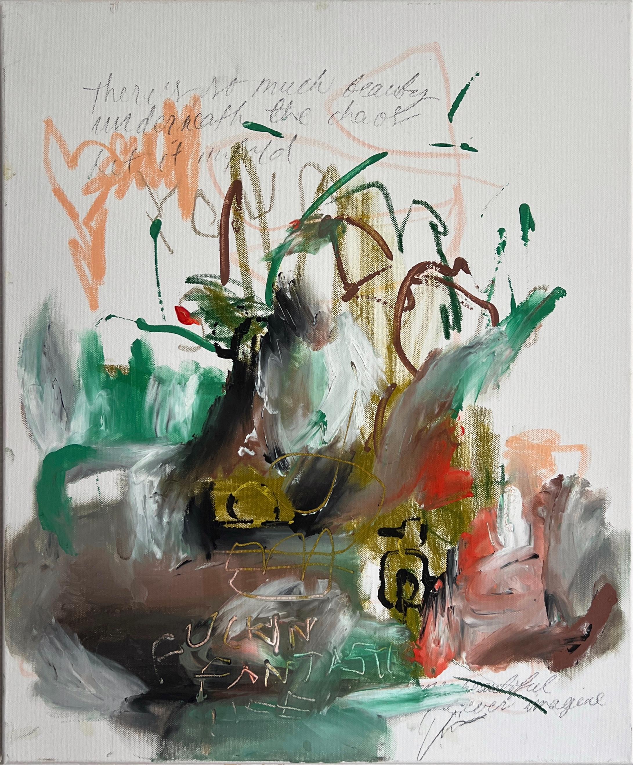 EMMI IIDA Abstract Painting - Beauty Beneath the Chaos, Abstract Expressionist Painting by Emmi Iida