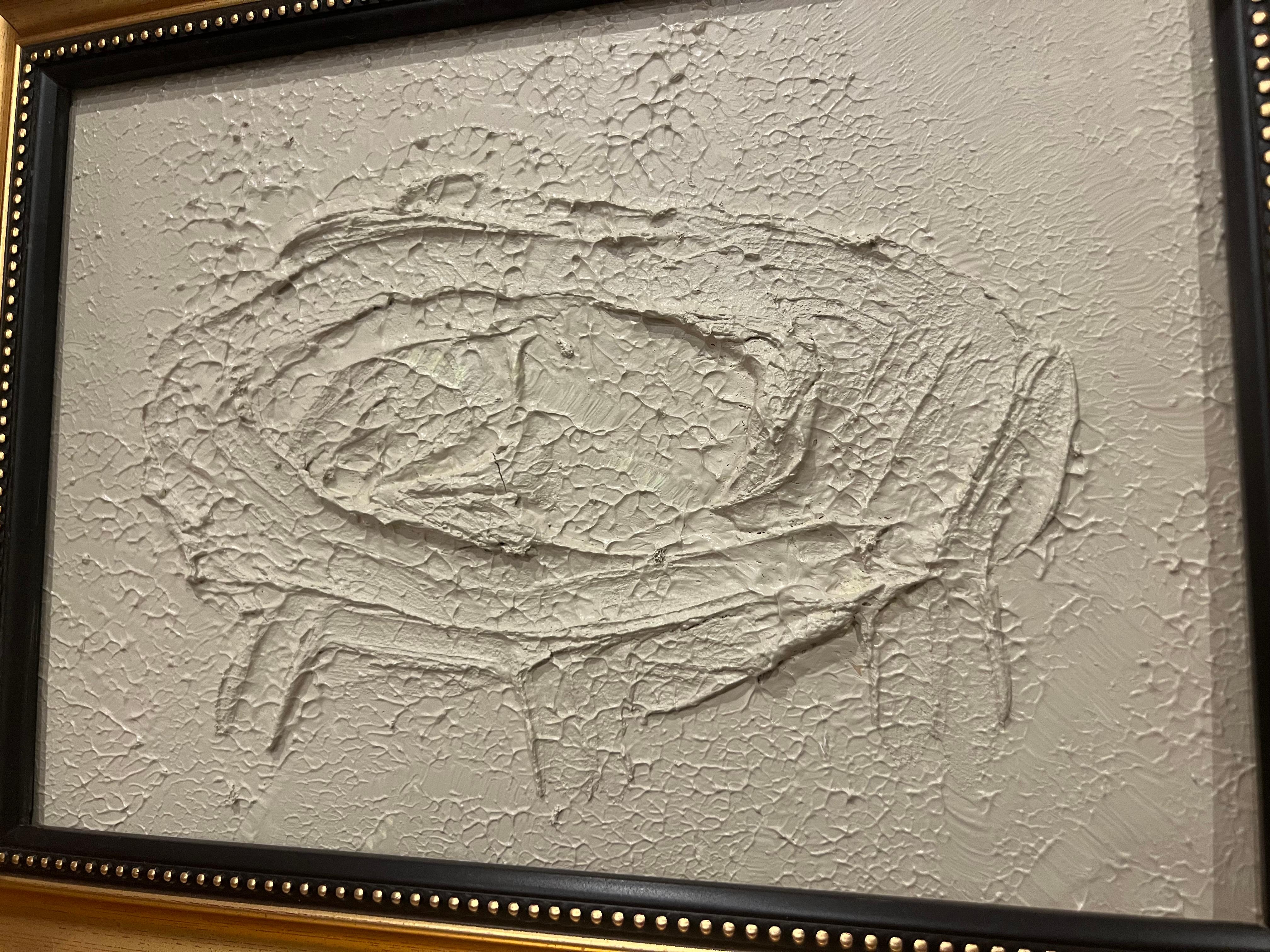 'Become' abstract, chic, elegant mystical nordic acrylic painting beige mud - Beige Abstract Painting by EMMI IIDA