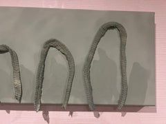 Portales - Pintura acrílica abstracta nórdica en verde terroso, minimalista contemporánea