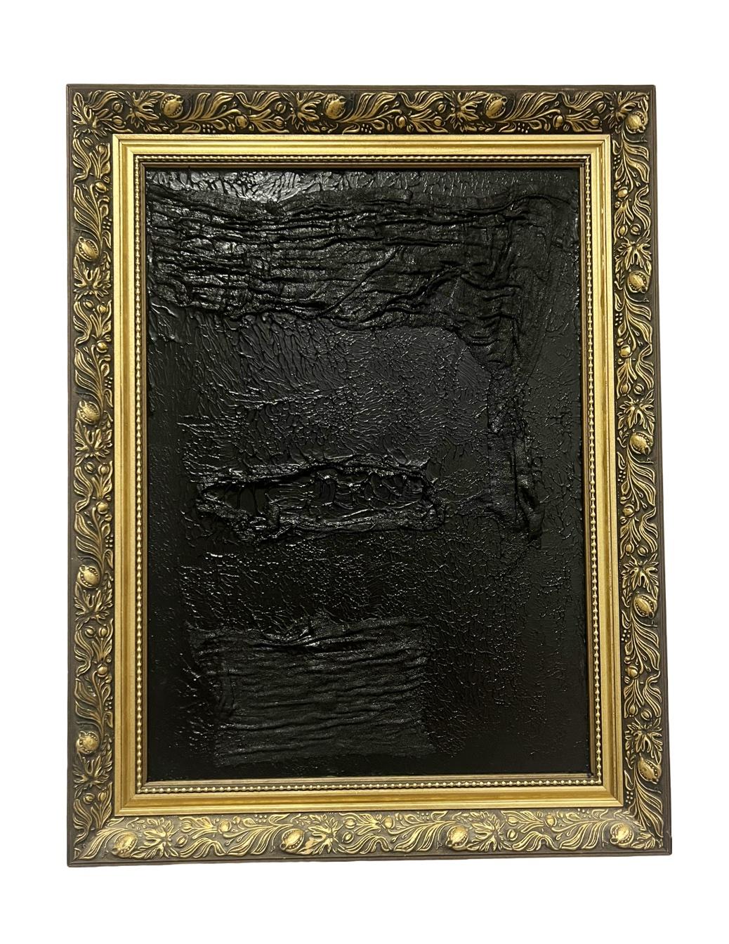 Abstraktes, schickes, elegantes, mystisches nordisches Acrylgemälde „Roots I“ Schwarzgold-Gemälde in Schwarzgold im Angebot 4