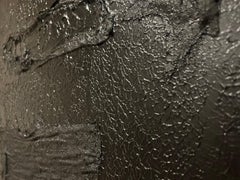 Radici I - Pittura acrilica astratta nordica in nero e oro, contemporanea