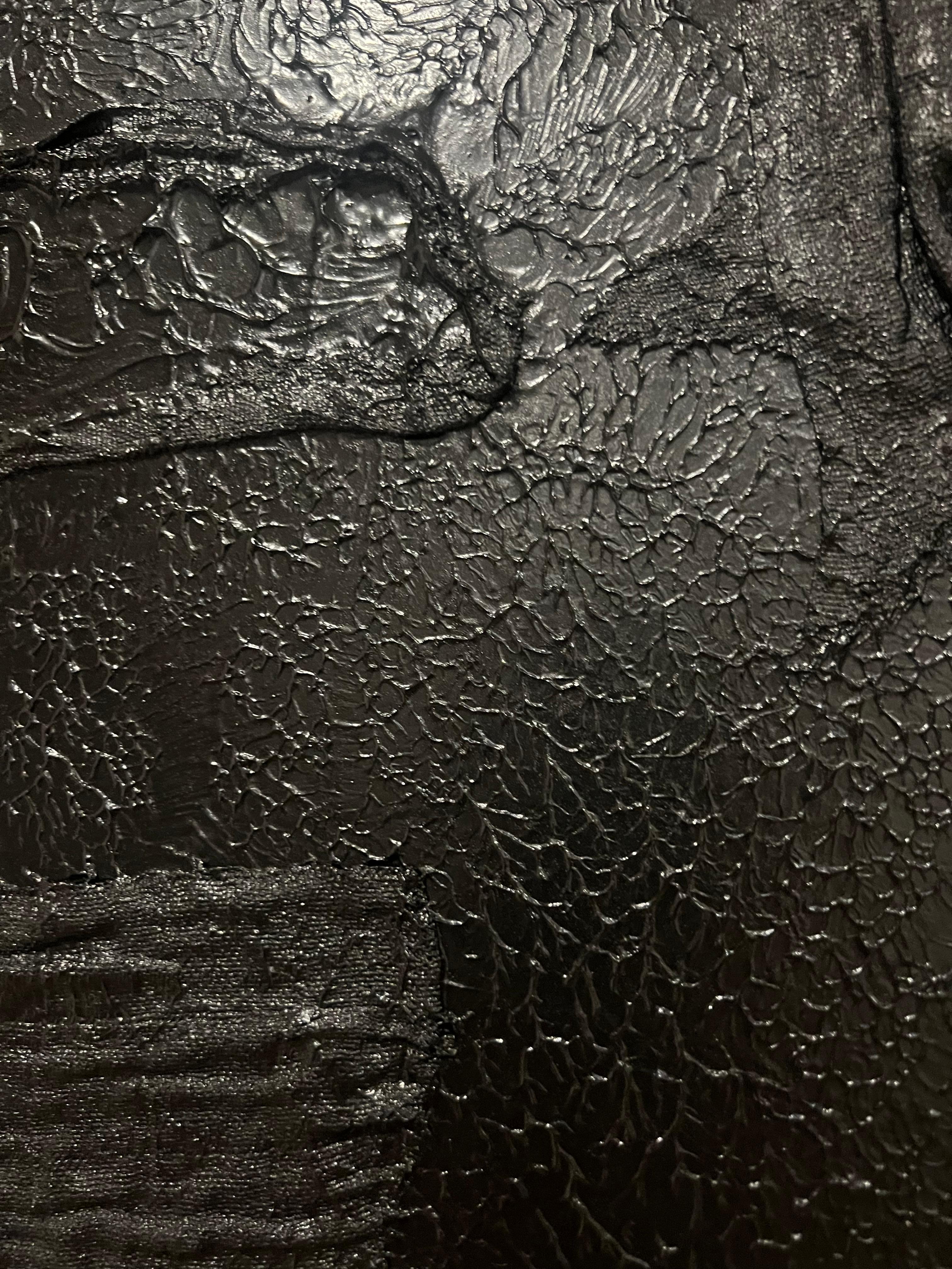 Abstraktes, schickes, elegantes, mystisches nordisches Acrylgemälde „Roots I“ Schwarzgold-Gemälde in Schwarzgold im Angebot 1