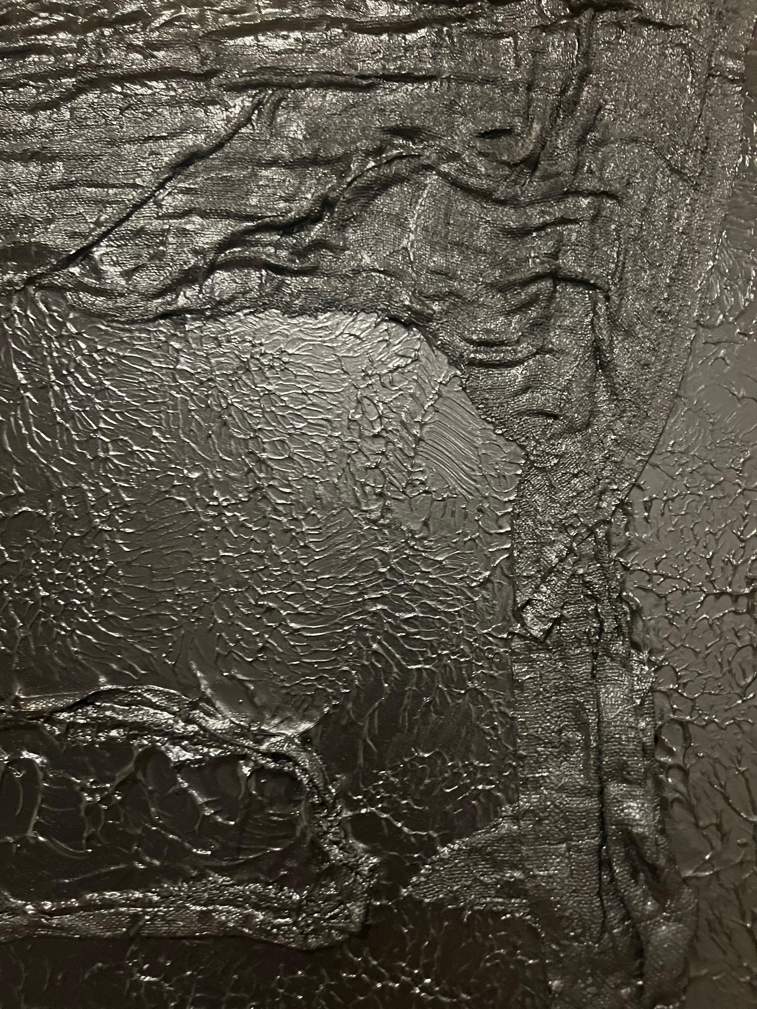 Abstraktes, schickes, elegantes, mystisches nordisches Acrylgemälde „Roots I“ Schwarzgold-Gemälde in Schwarzgold im Angebot 2