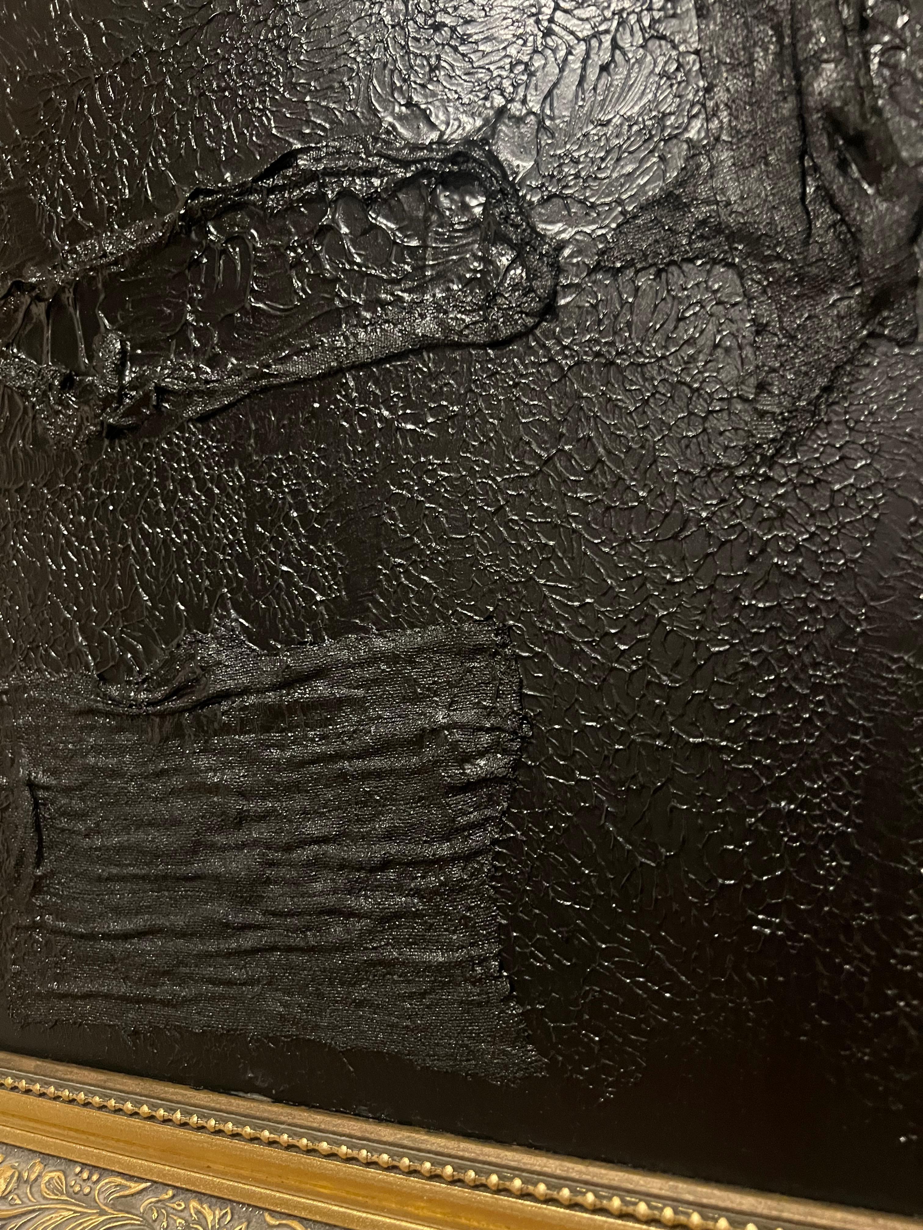 Abstraktes, schickes, elegantes, mystisches nordisches Acrylgemälde „Roots I“ Schwarzgold-Gemälde in Schwarzgold im Angebot 5
