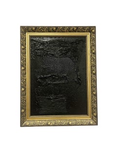'Roots I' abstract, chic, elegant mystical nordic acrylic painting black gold