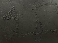 Veiled Currents I – Nordic Abstract Acrylic Painting with Black Fabric Texture