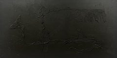 'Veiled Currents I' abstrait, chic mystique tissu nordique peinture acrylique noir