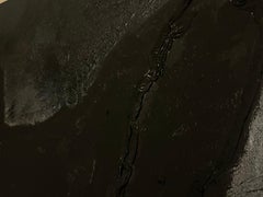 Veiled Currents II – Nordic Abstract Acrylic Painting with Black Fabric Texture