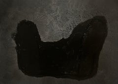 « Veiled Currents II », tissu abstrait chic mystique, peinture acrylique nordique noire