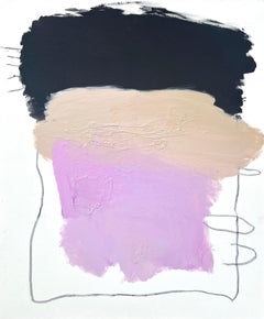 002 ”BEYOND THE LOGICAL” minimalistic abstract lavender beige black painting