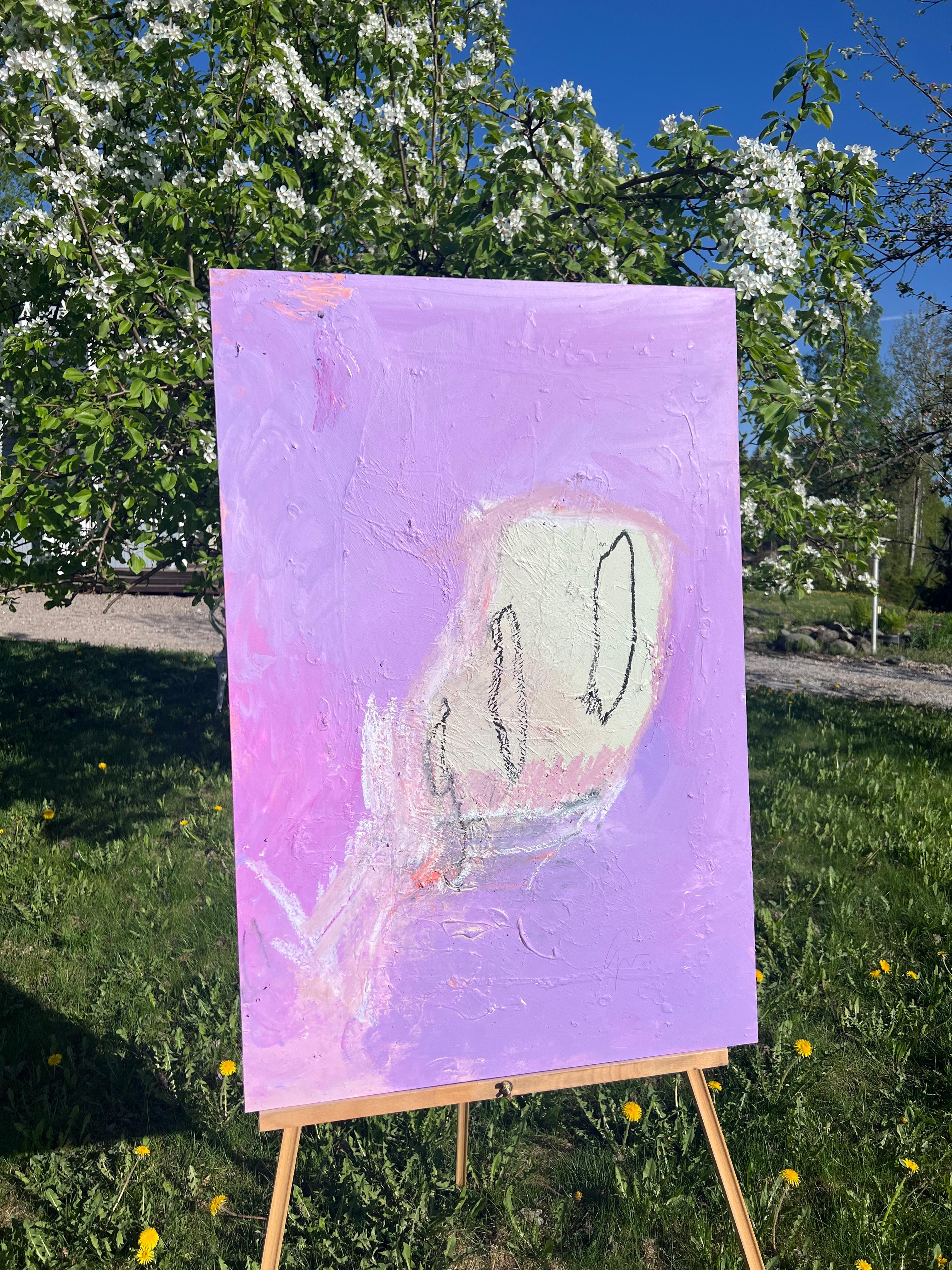 006 ”CELLS REBORN” minimalistic abstract pastel colourful parisian chic - Painting by EMMI IIDA