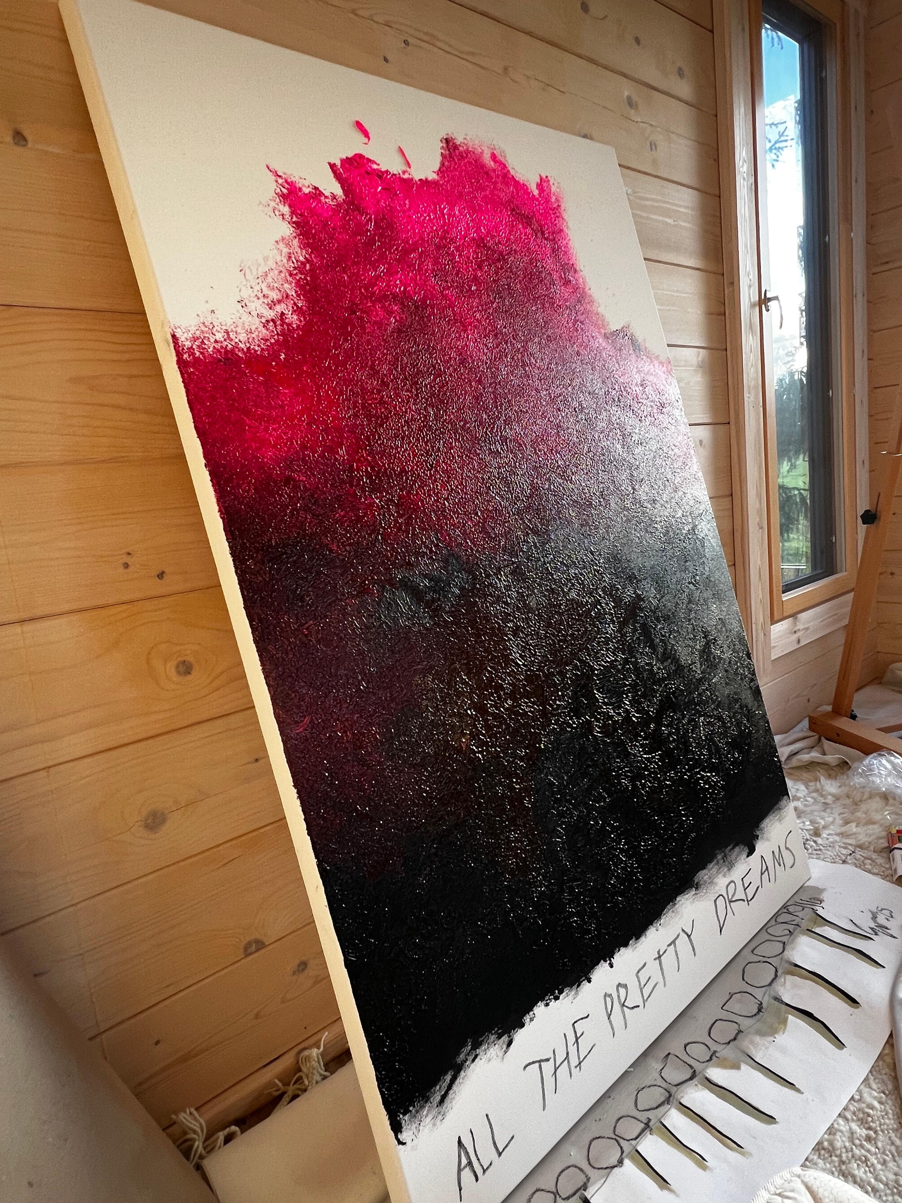 All the Pretty Dreams — Large Abstract Expressionist Painting in Pink and Brown For Sale 8