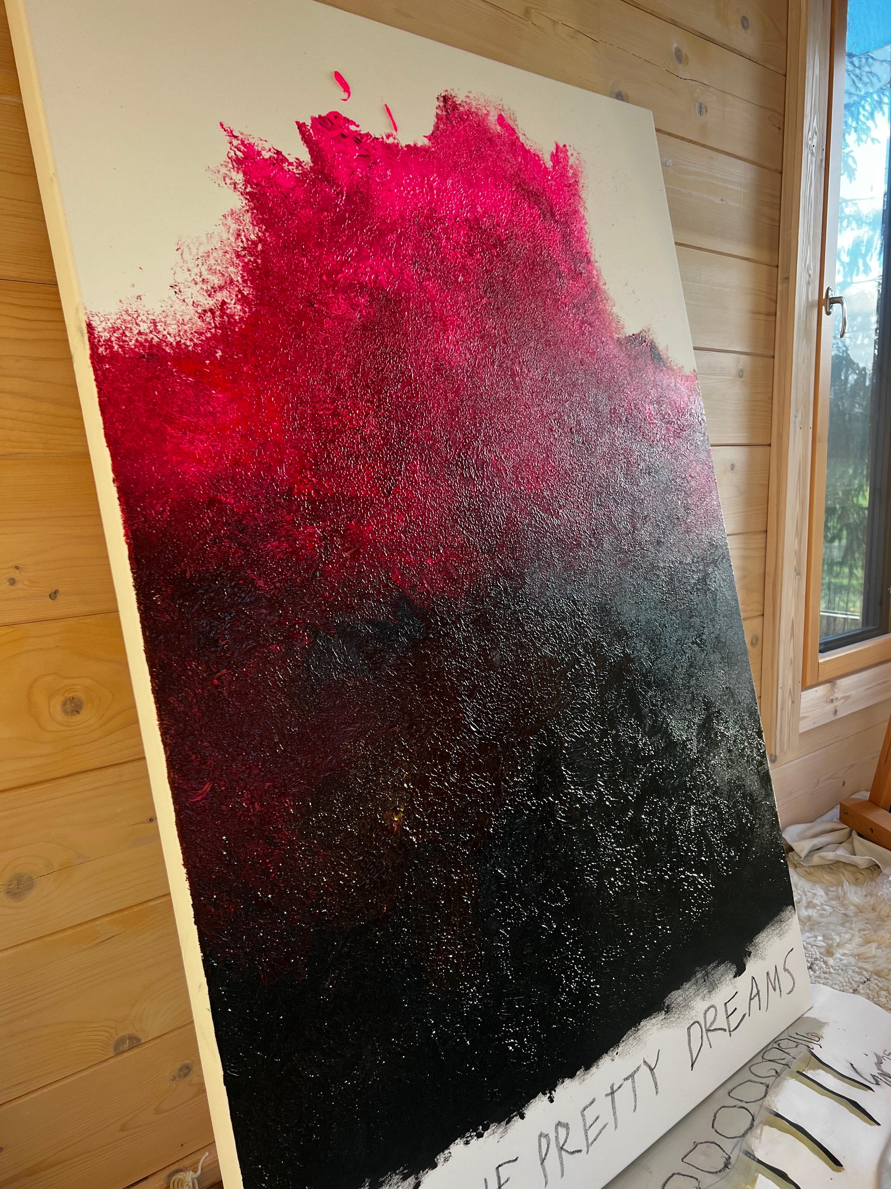 All the Pretty Dreams — Large Abstract Expressionist Painting in Pink and Brown For Sale 11