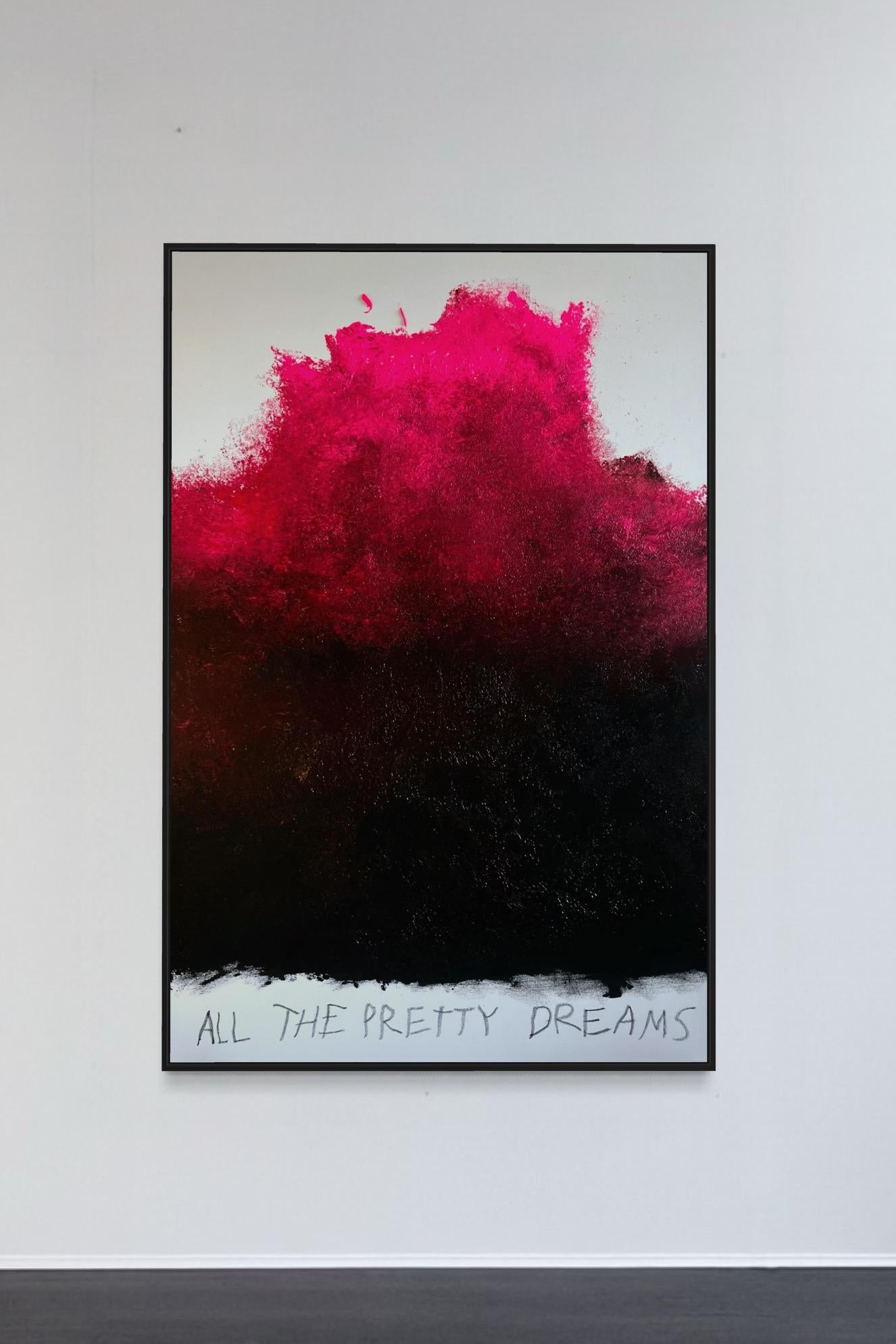 “All the Pretty Dreams” is a monumental abstract expressionist painting by Finnish multidisciplinary artist Emmi Iida, measuring 150 x 100 cm.

Explosive hues of crimson and magenta rise from a darkened base, creating the sense of something both