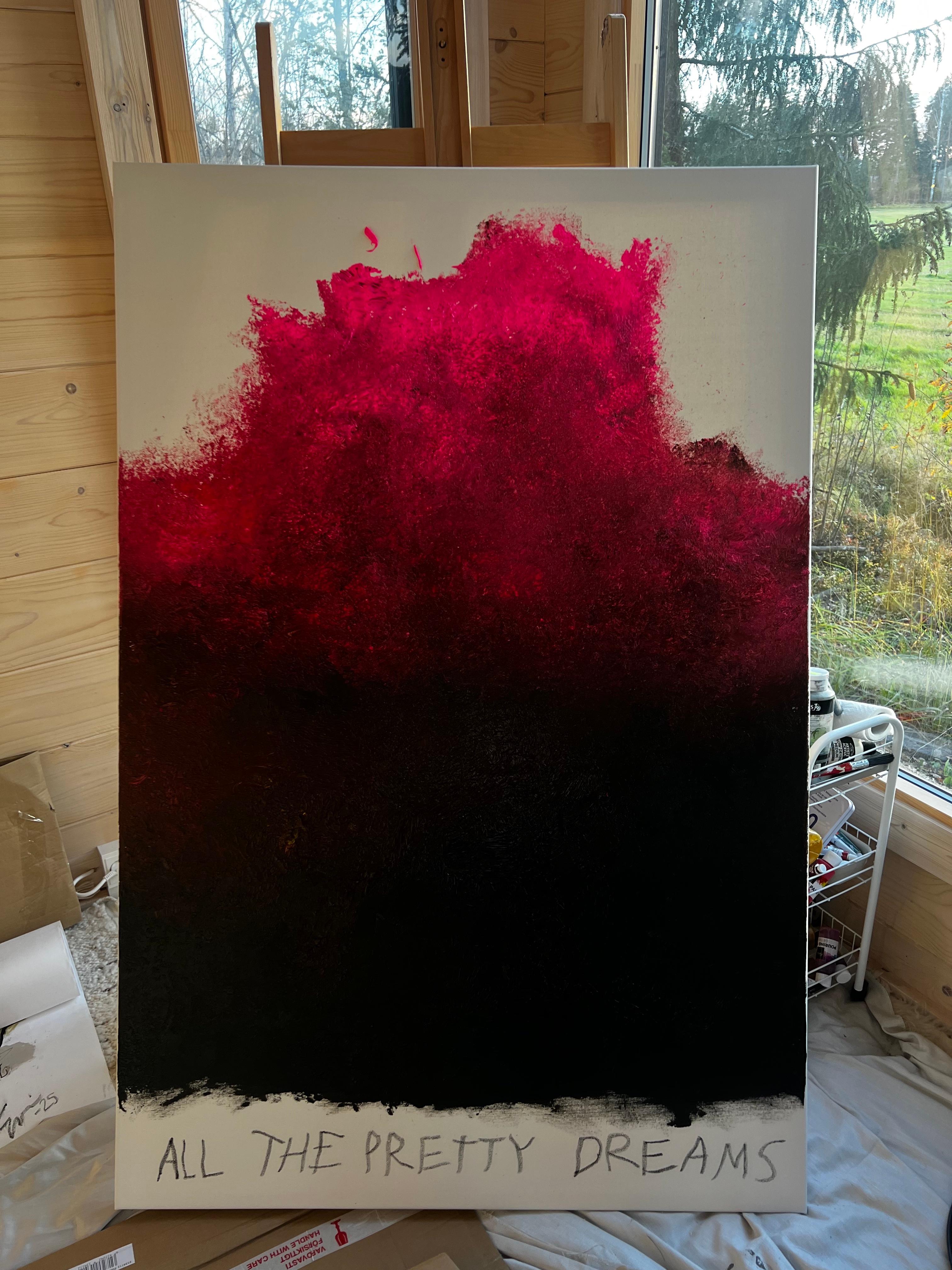 All the Pretty Dreams — Large Abstract Expressionist Painting in Pink and Brown For Sale 6