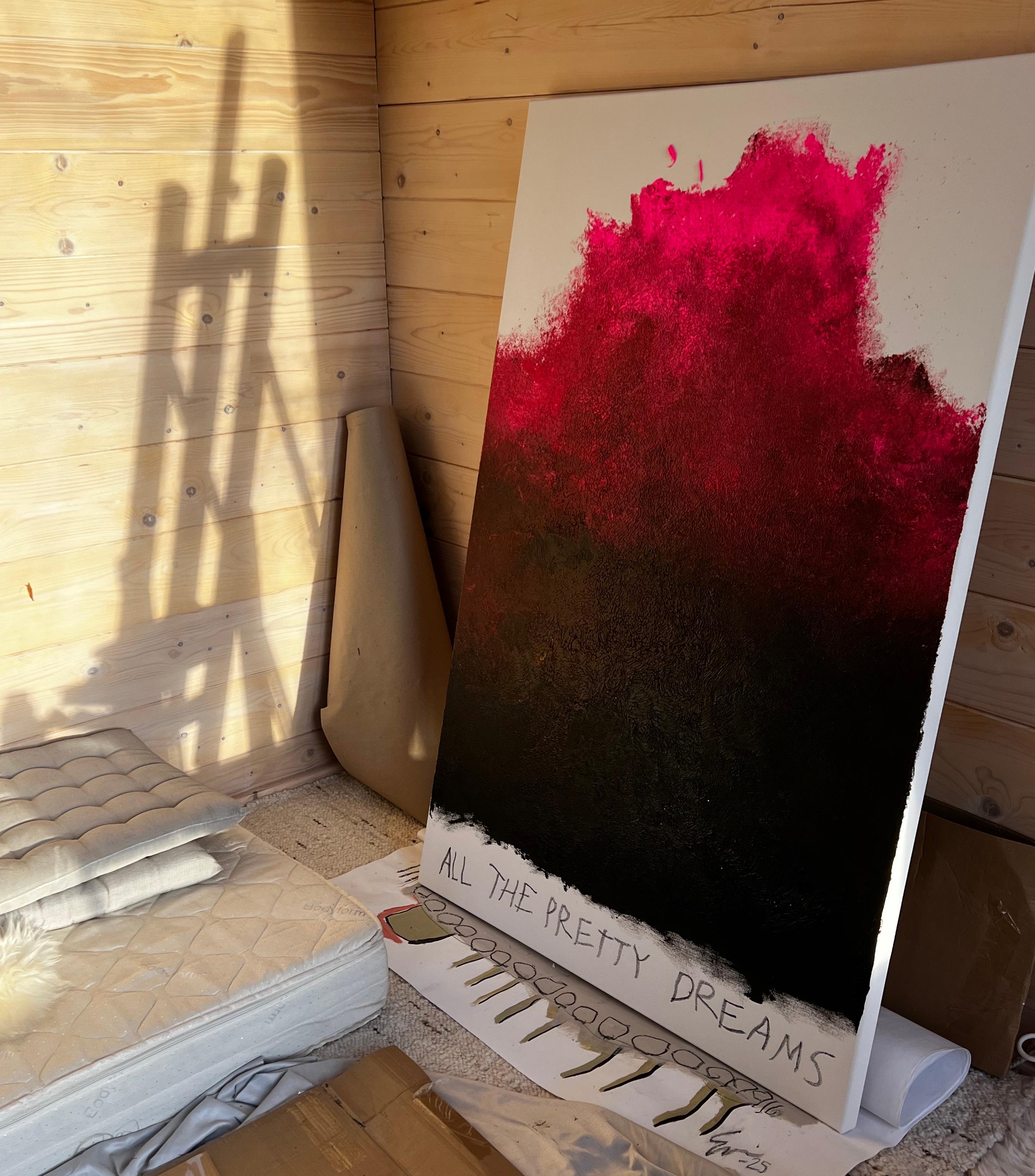 All the Pretty Dreams — Large Abstract Expressionist Painting in Pink and Brown For Sale 7