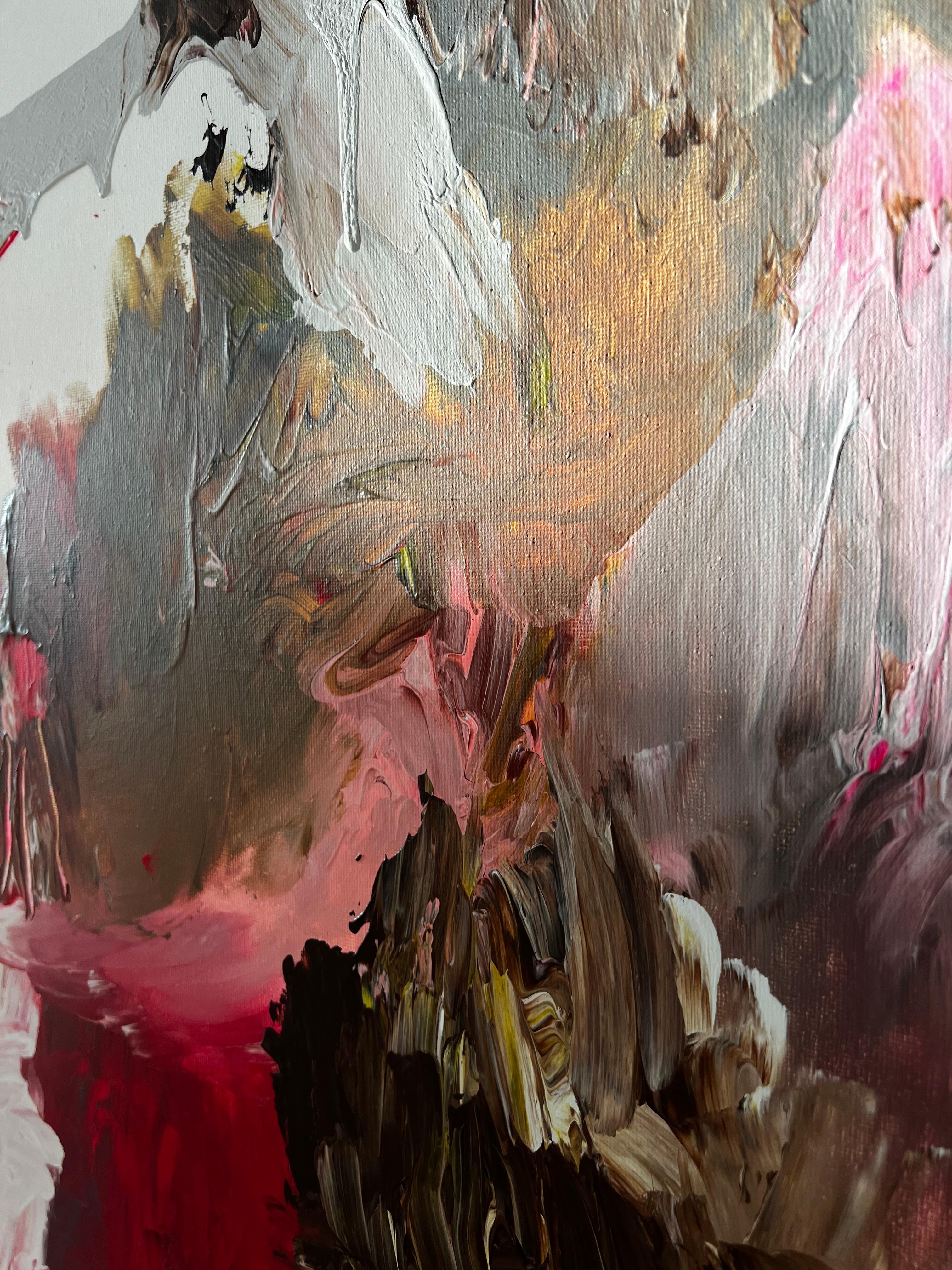 Crimson Depths — Large Abstract Expressionist Painting by Emmi For Sale 11