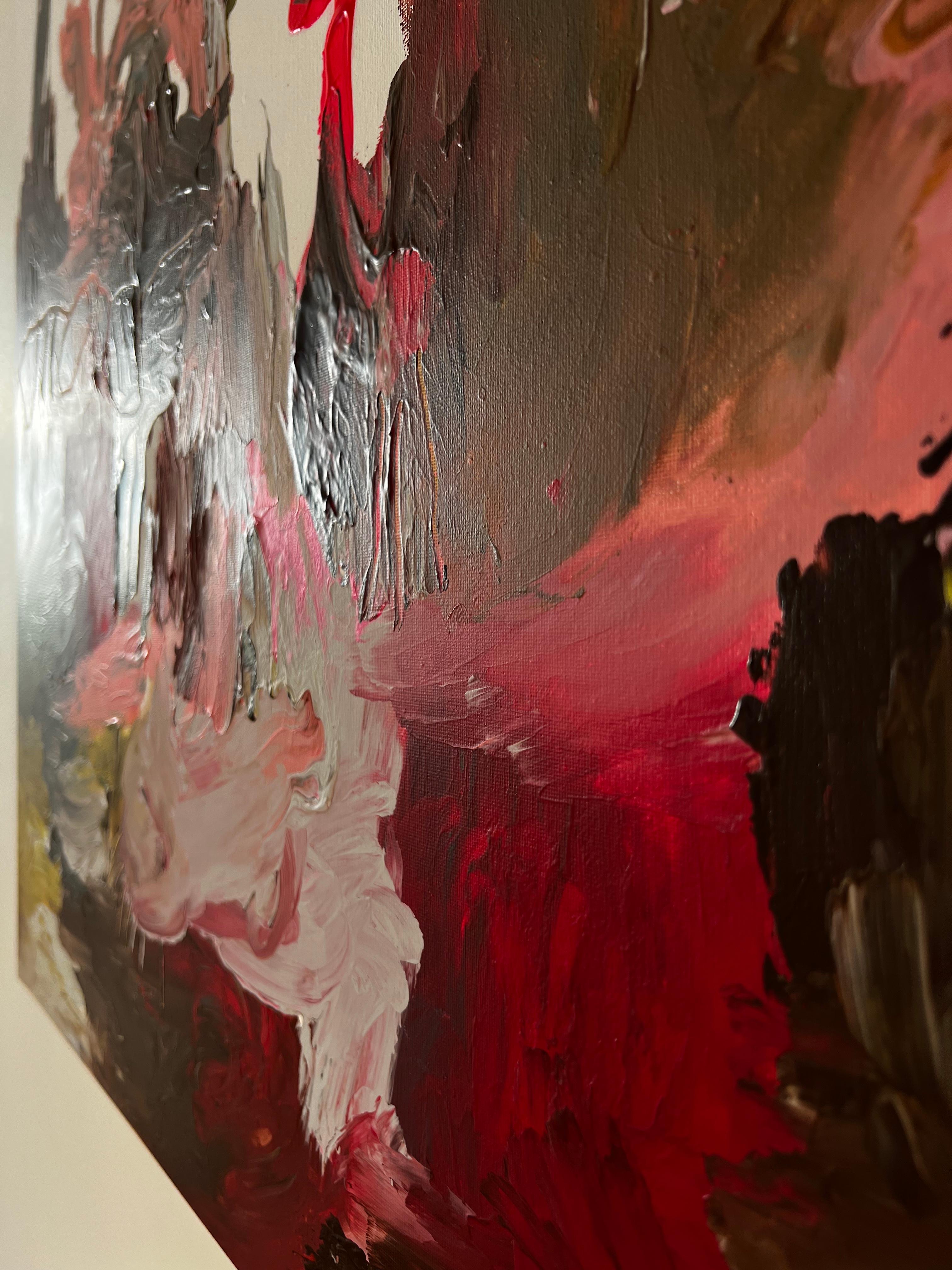 Crimson Depths — Large Abstract Expressionist Painting by Emmi For Sale 1