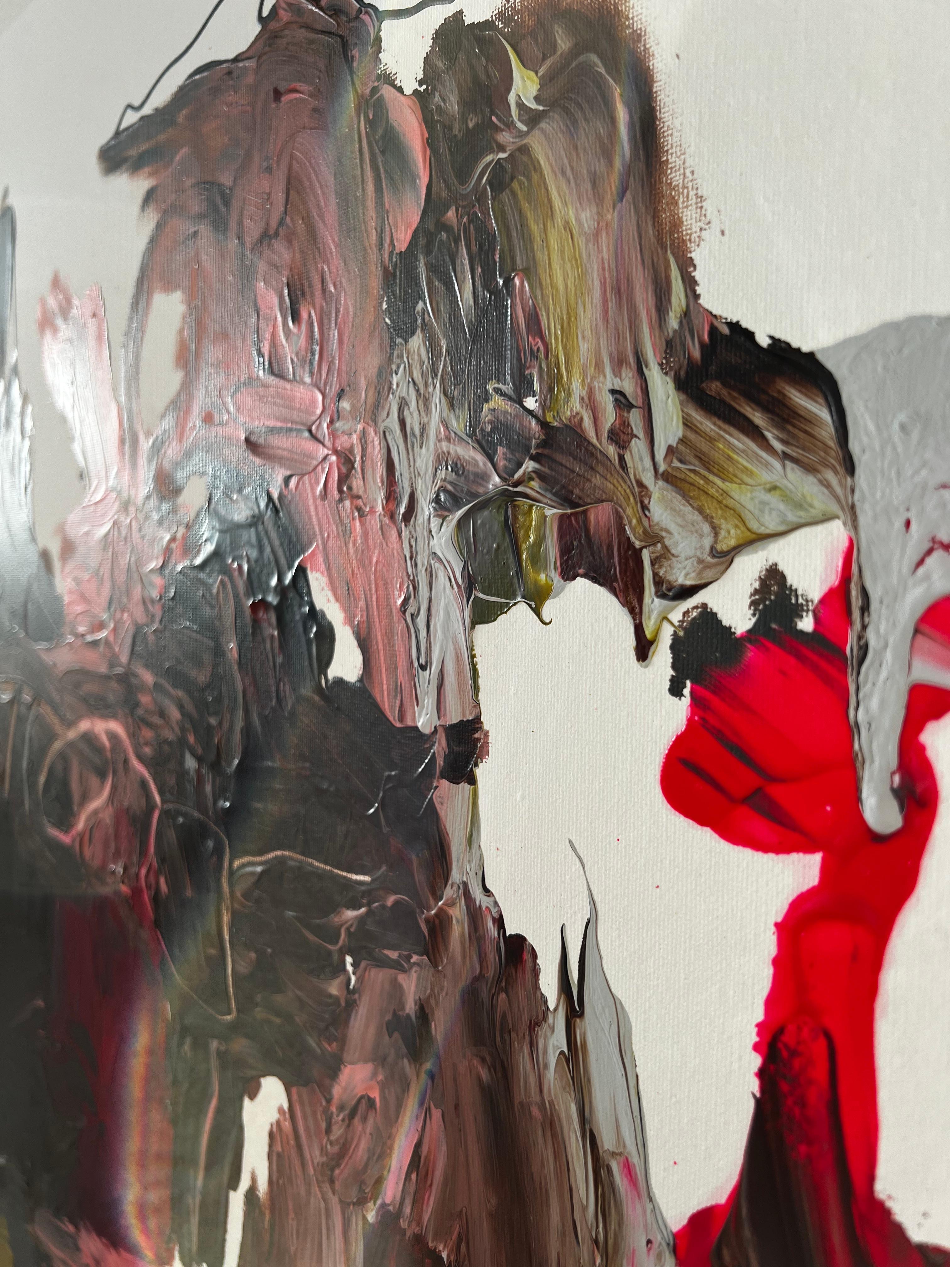 Crimson Depths — Large Abstract Expressionist Painting by Emmi For Sale 2