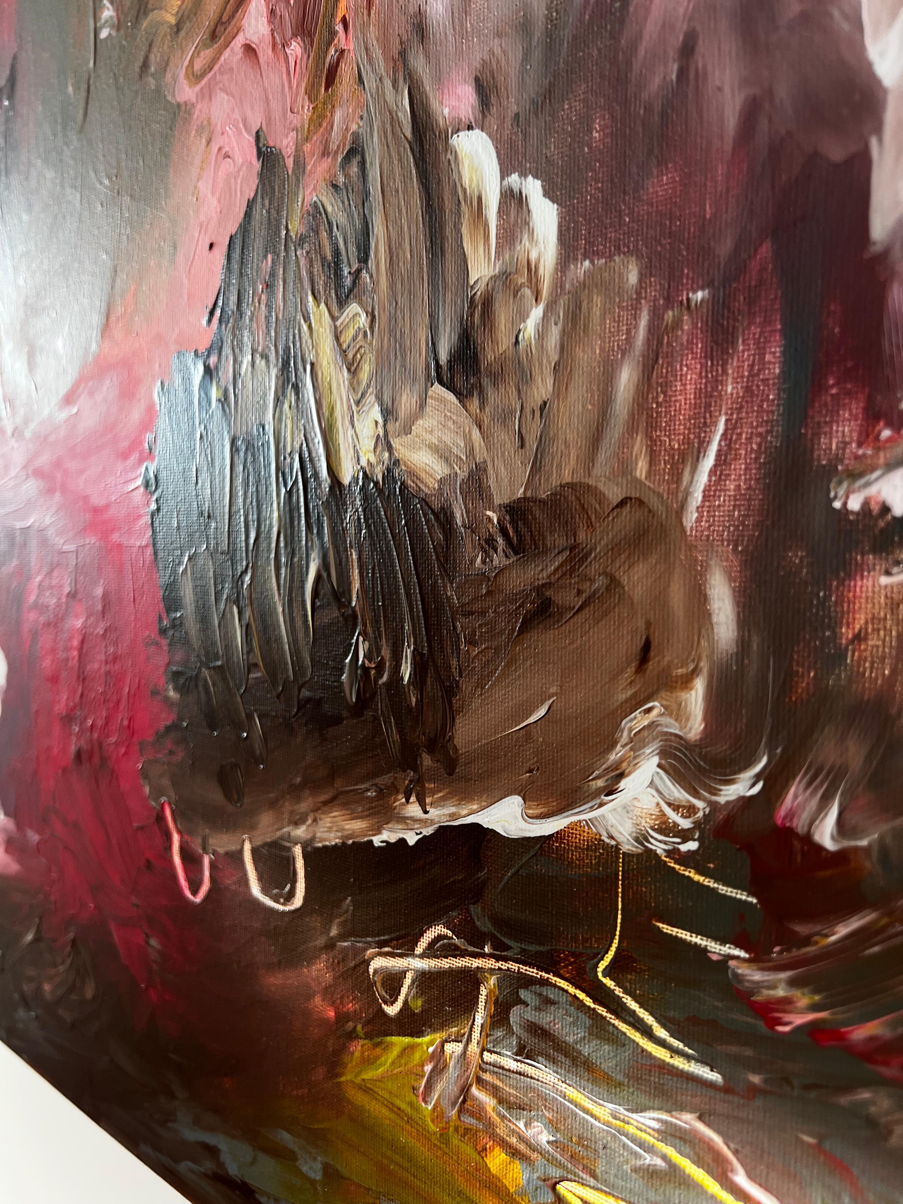 Crimson Depths — Large Abstract Expressionist Painting by Emmi For Sale 4