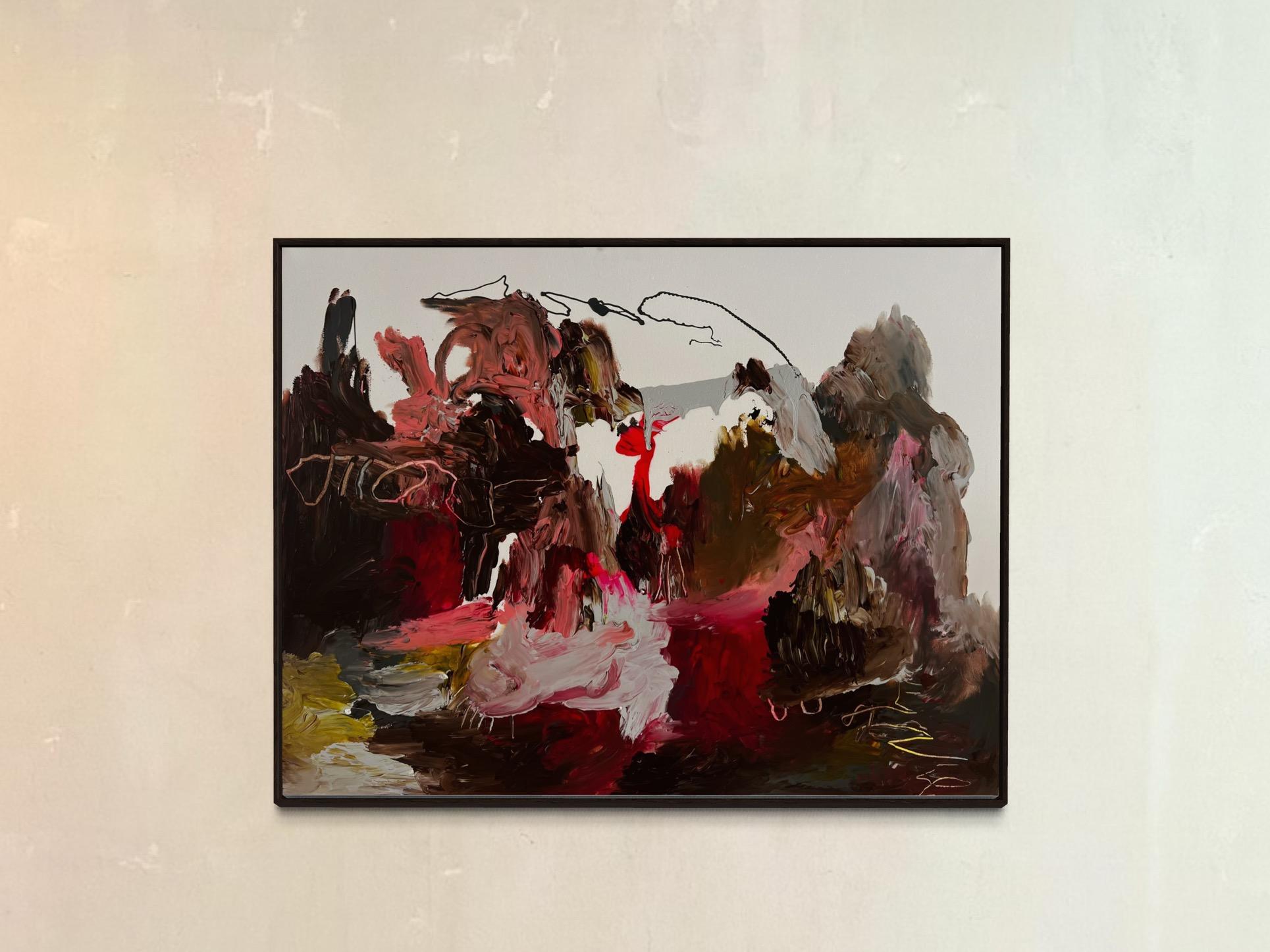 Crimson Depths — Large Abstract Expressionist Painting by Emmi For Sale 6