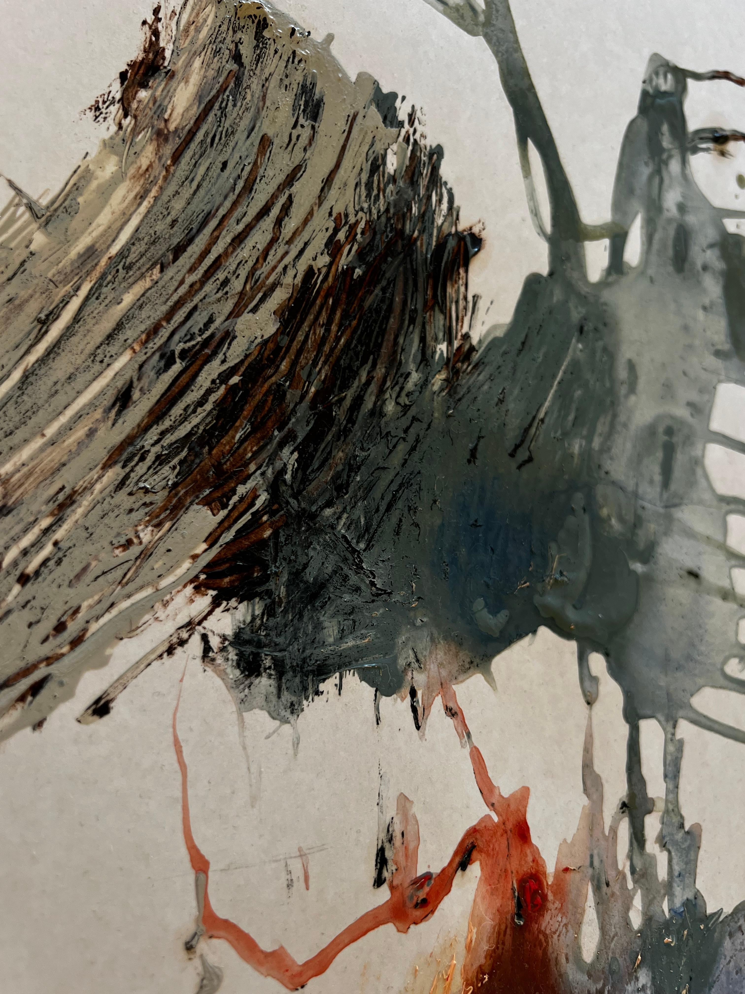 Echo In Motion, Abstract Mixed-Media Painting on Paper by Emmi Iida For Sale 7
