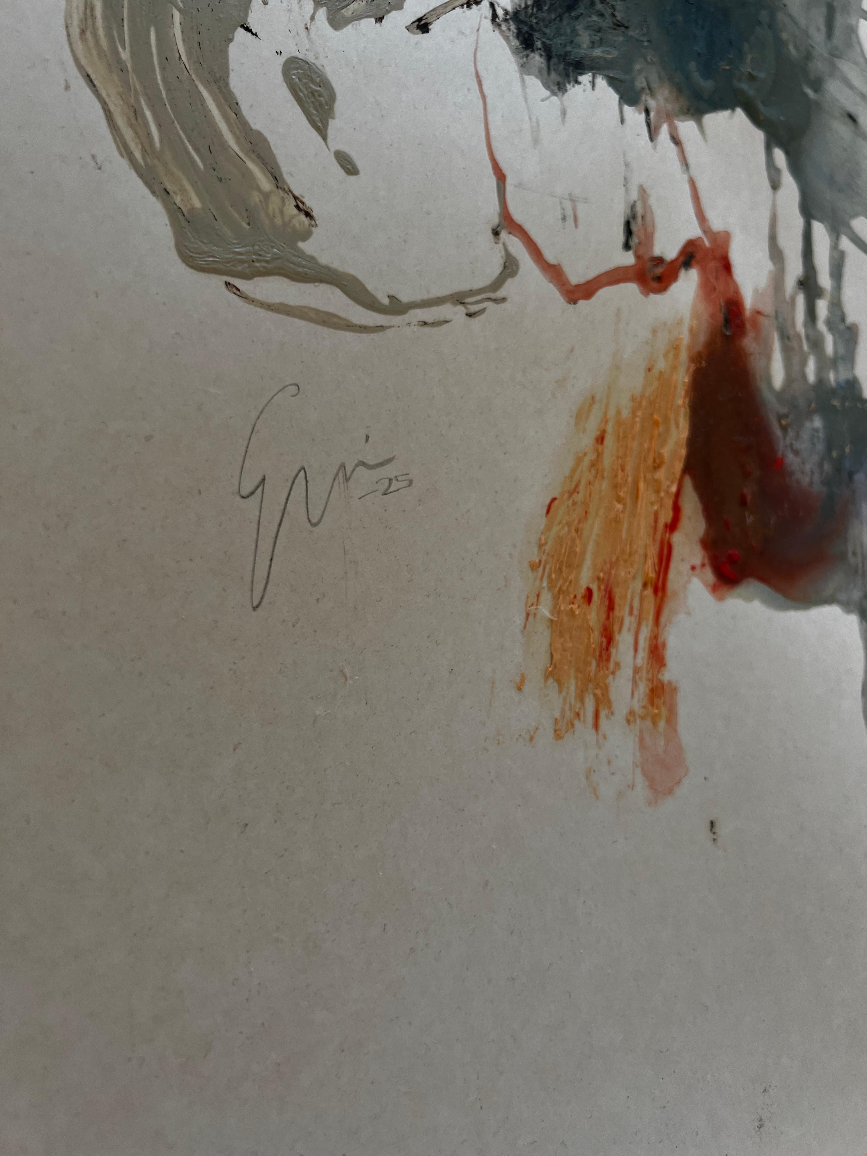 Echo In Motion, Abstract Mixed-Media Painting on Paper by Emmi Iida For Sale 8
