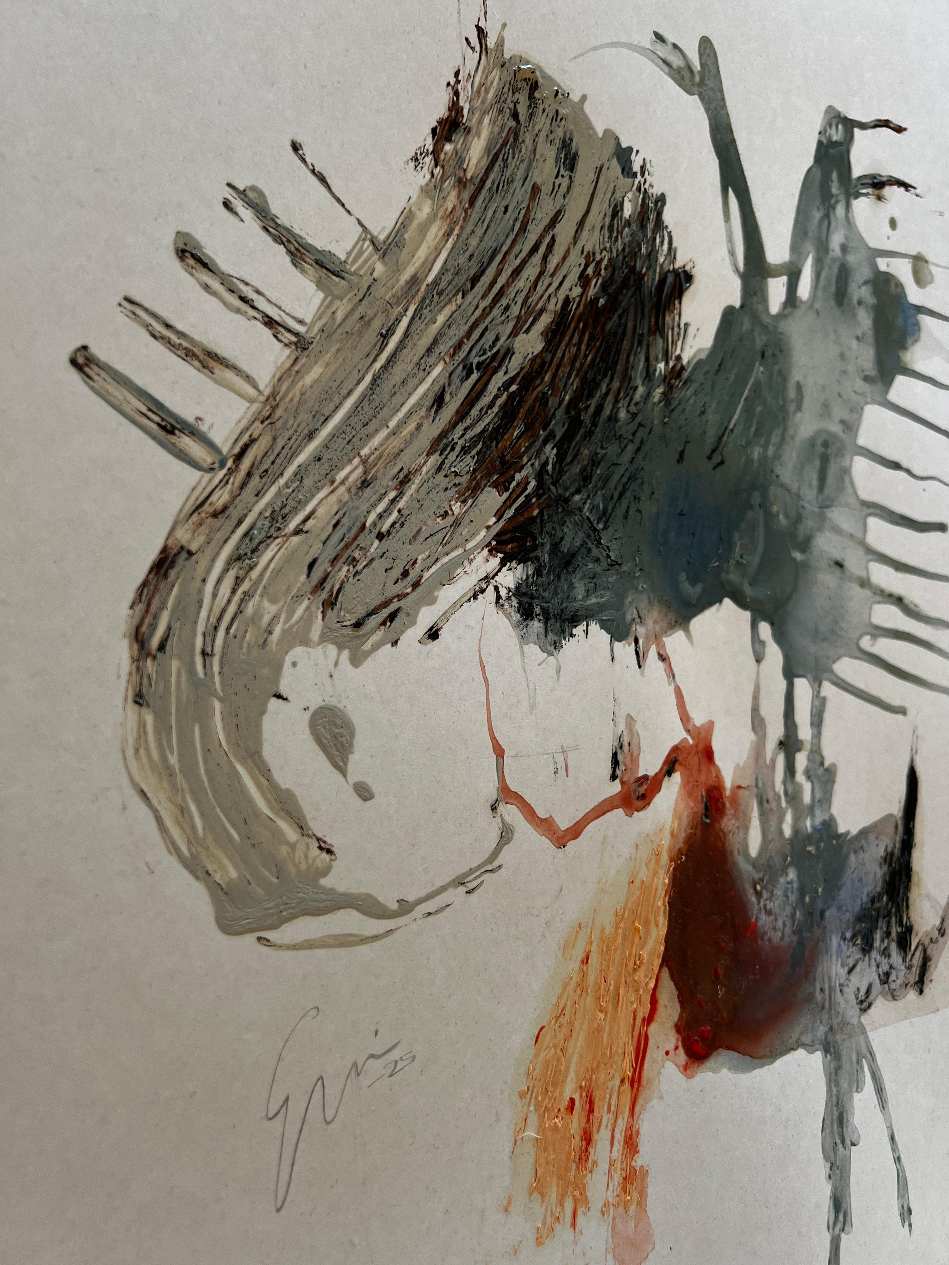 Echo In Motion, Abstract Mixed-Media Painting on Paper by Emmi Iida For Sale 11