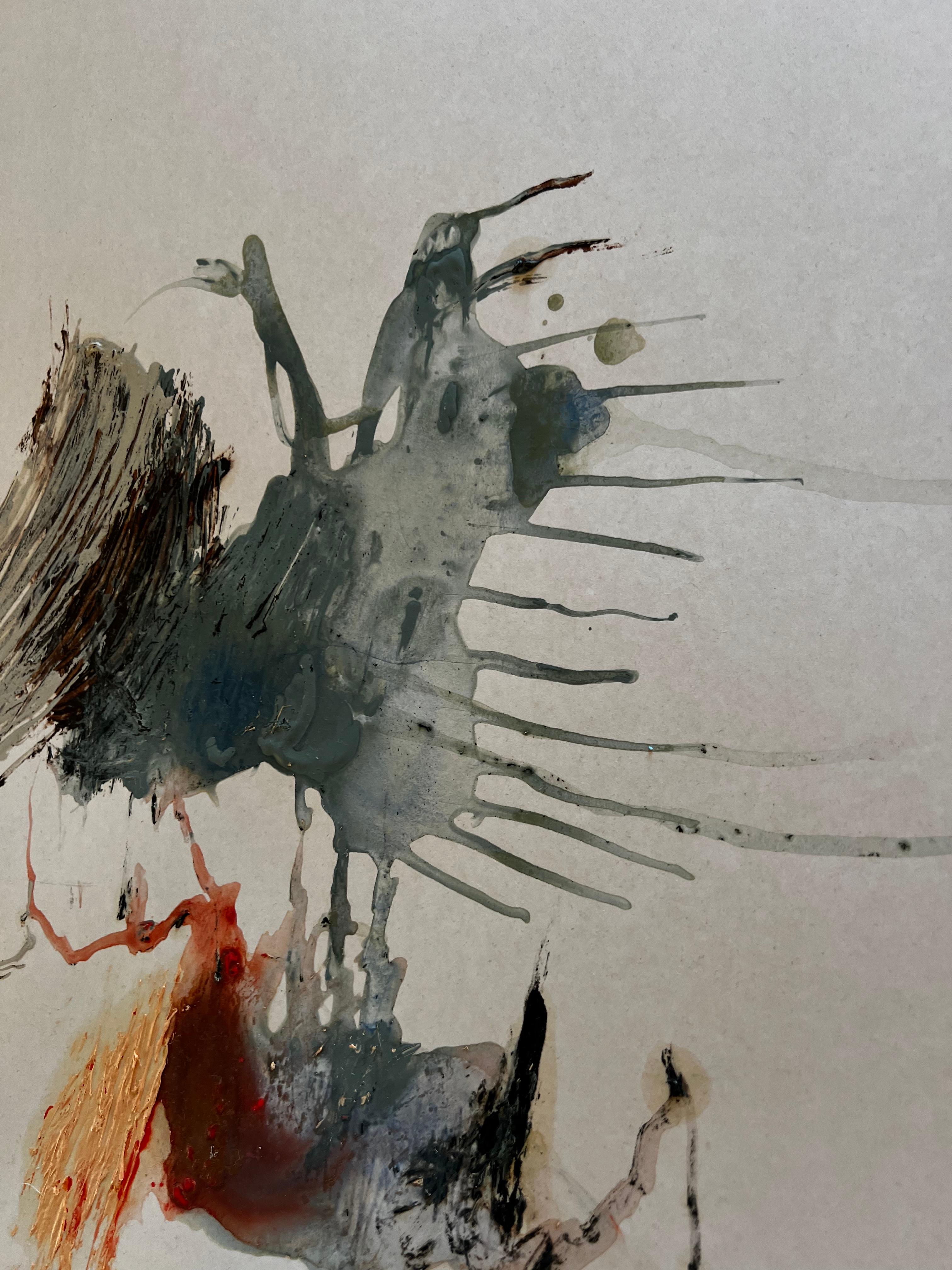 Echo In Motion, Abstract Mixed-Media Painting on Paper by Emmi Iida For Sale 12