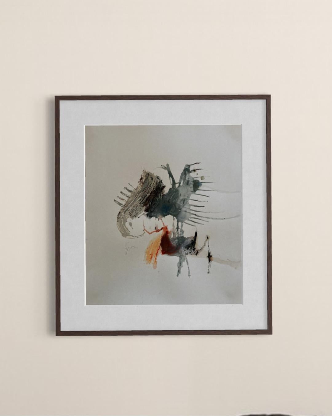 Echo In Motion, Abstract Mixed-Media Painting on Paper by Emmi Iida For Sale 13