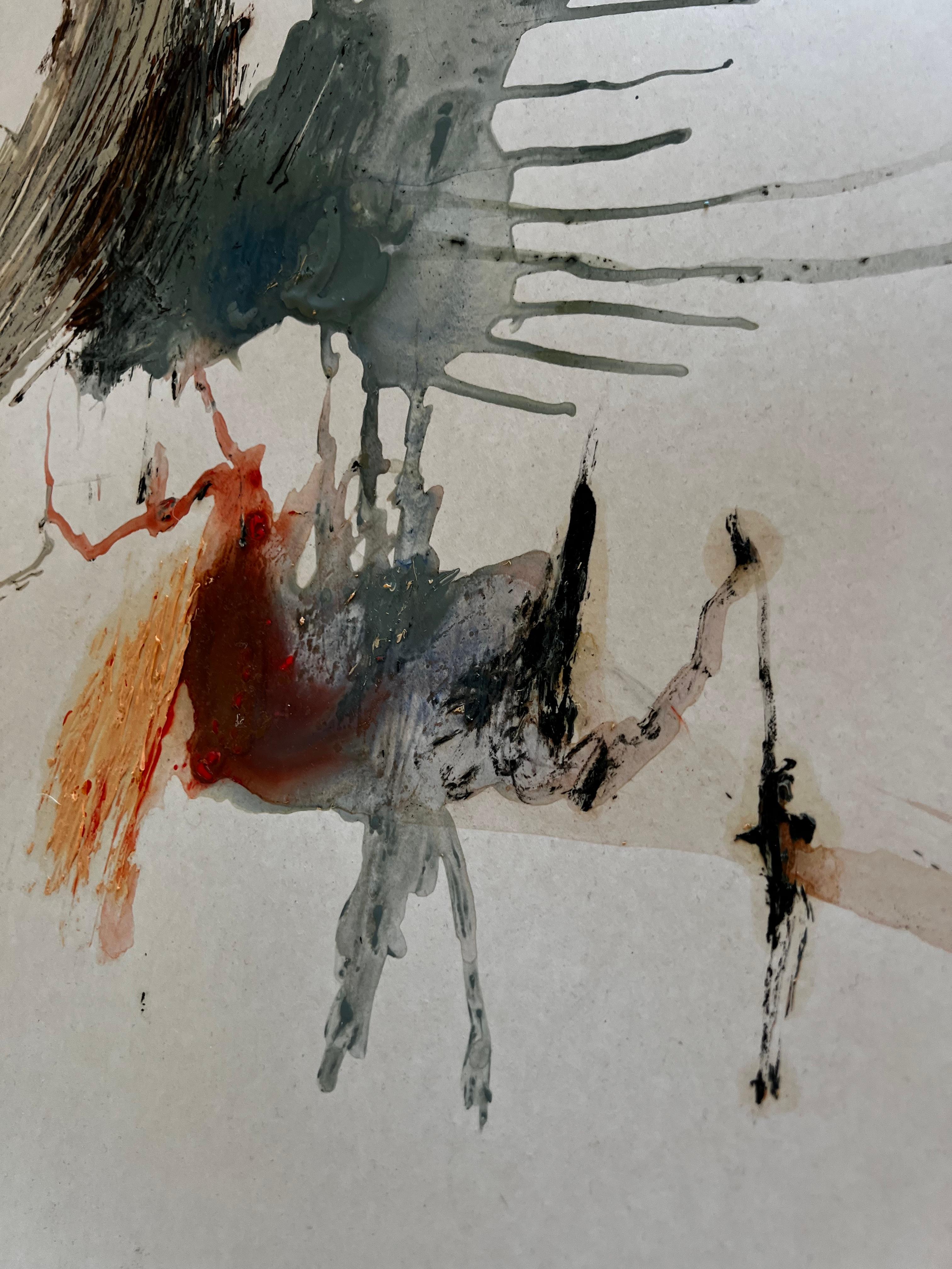Echo In Motion, Abstract Mixed-Media Painting on Paper by Emmi Iida For Sale 14