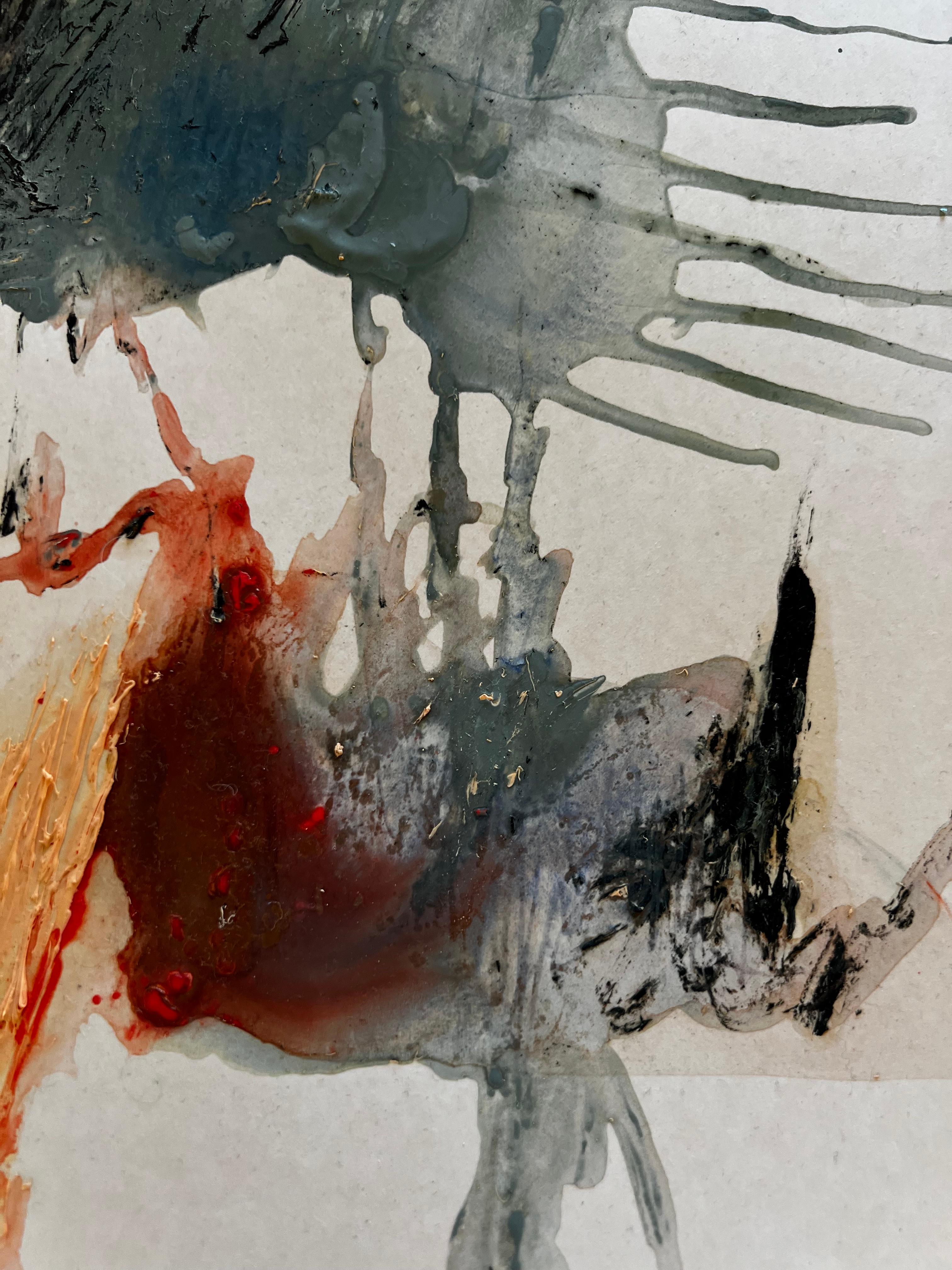 Echo In Motion, Abstract Mixed-Media Painting on Paper by Emmi Iida For Sale 5