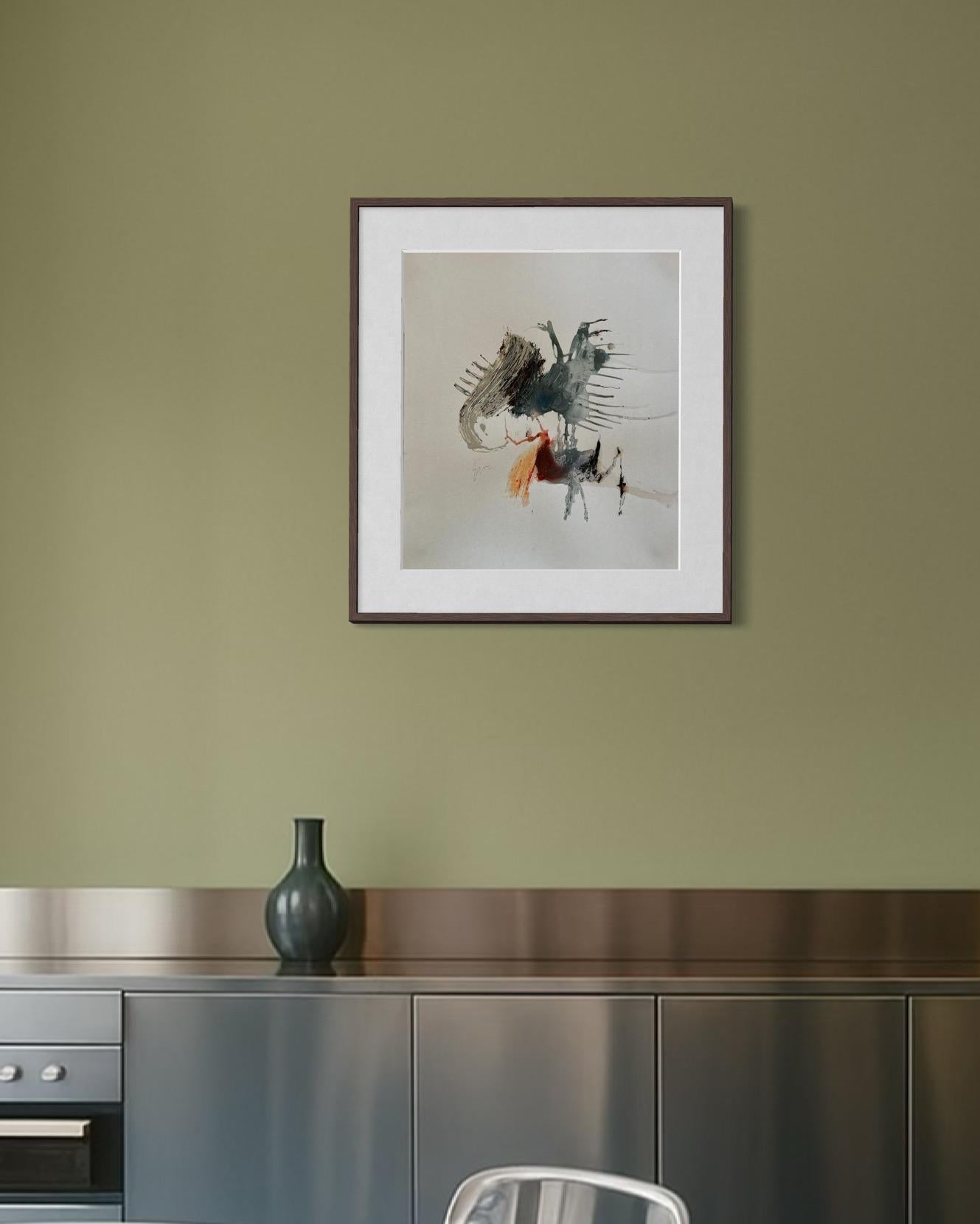 Echo In Motion, Abstract Mixed-Media Painting on Paper by Emmi Iida For Sale 6