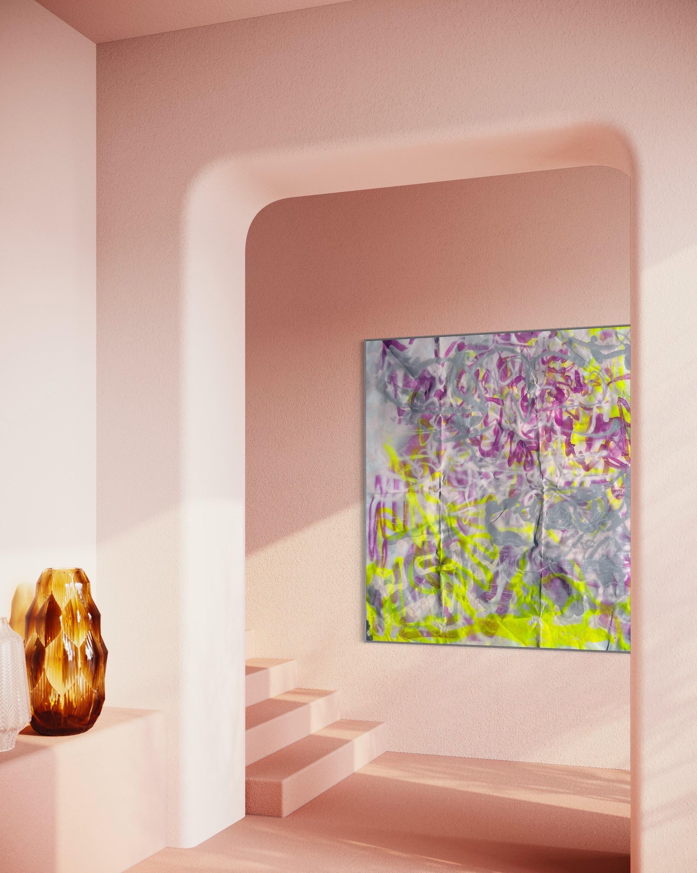 ELETTRICO espressionismo astratto colorato viola giallo neon pittura chic 3