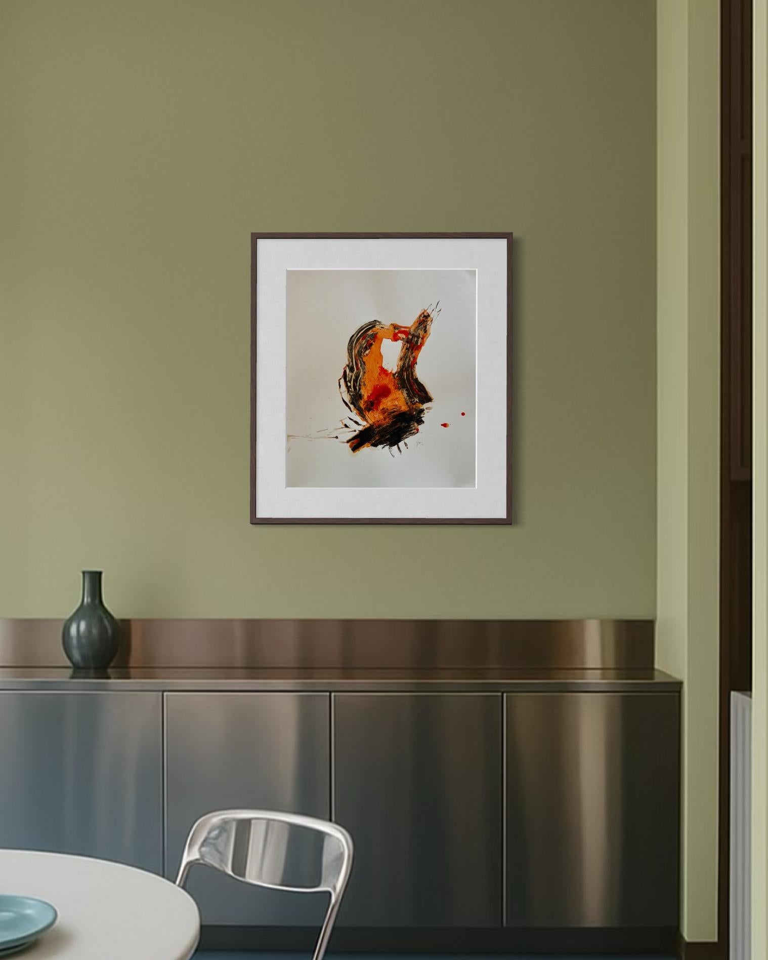 Fire Remembered — Abstract Expressionist Painting on Cardboard by Emmi Iida For Sale 10