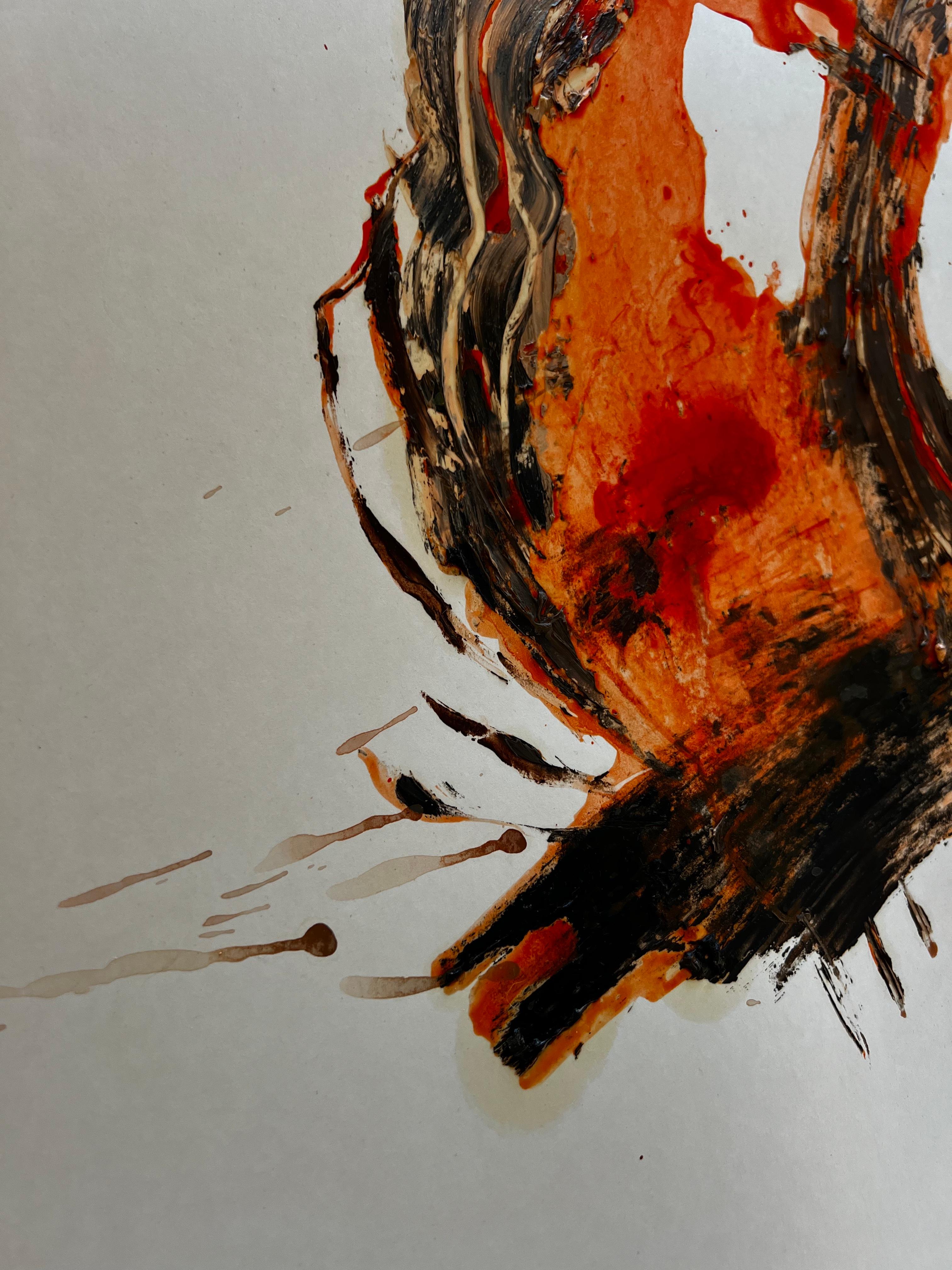 Fire Remembered — Abstract Expressionist Painting on Cardboard by Emmi Iida For Sale 11