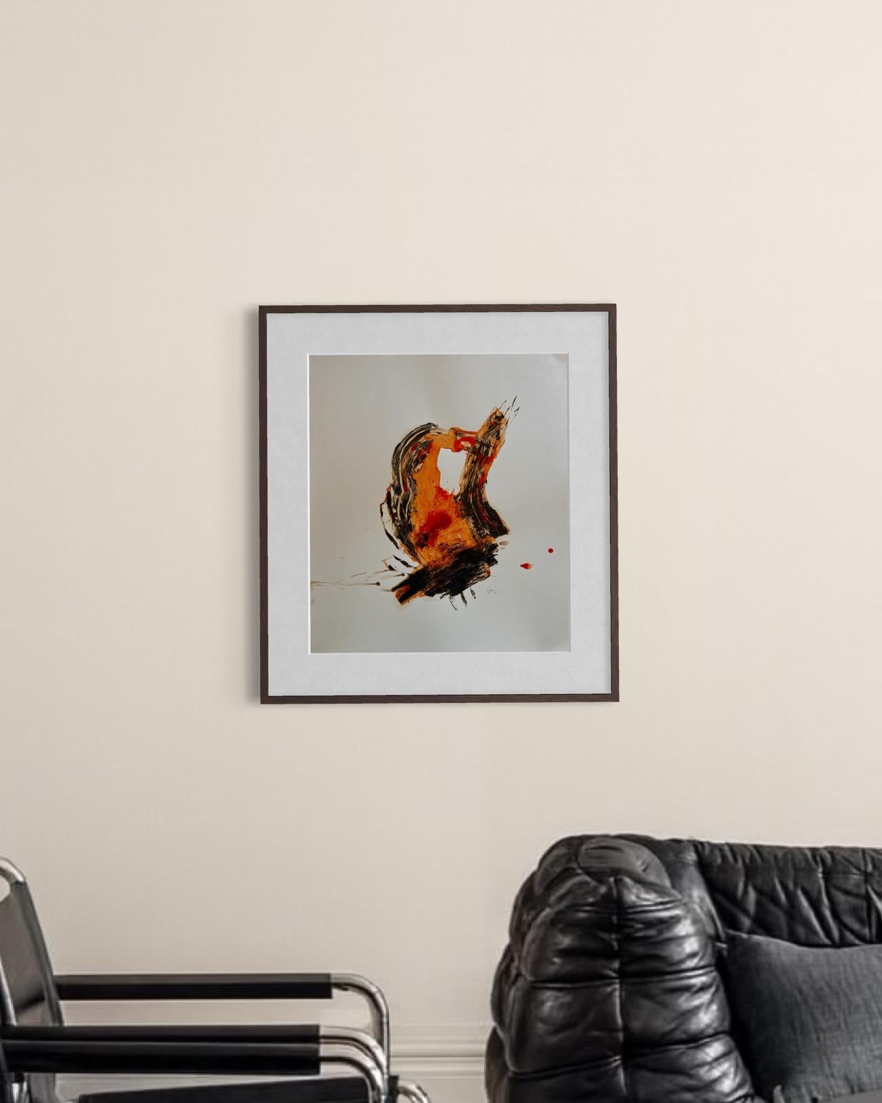 Fire Remembered — Abstract Expressionist Painting on Cardboard by Emmi Iida For Sale 13