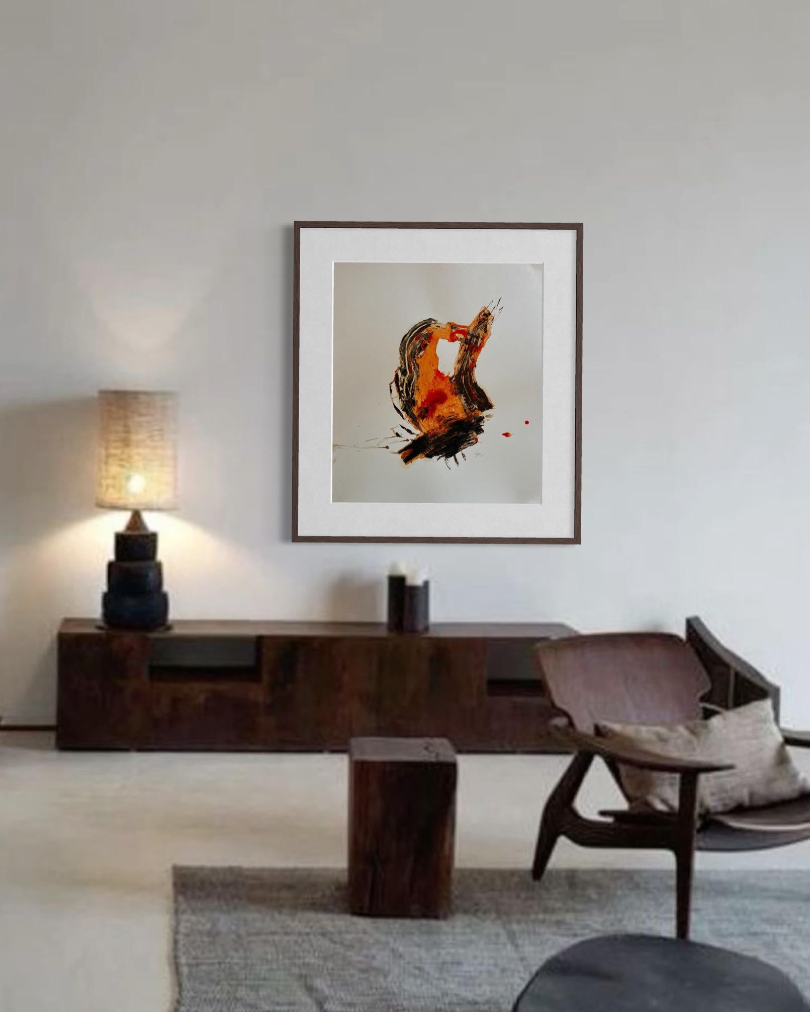 Fire Remembered — Abstract Expressionist Painting on Cardboard by Emmi Iida For Sale 15