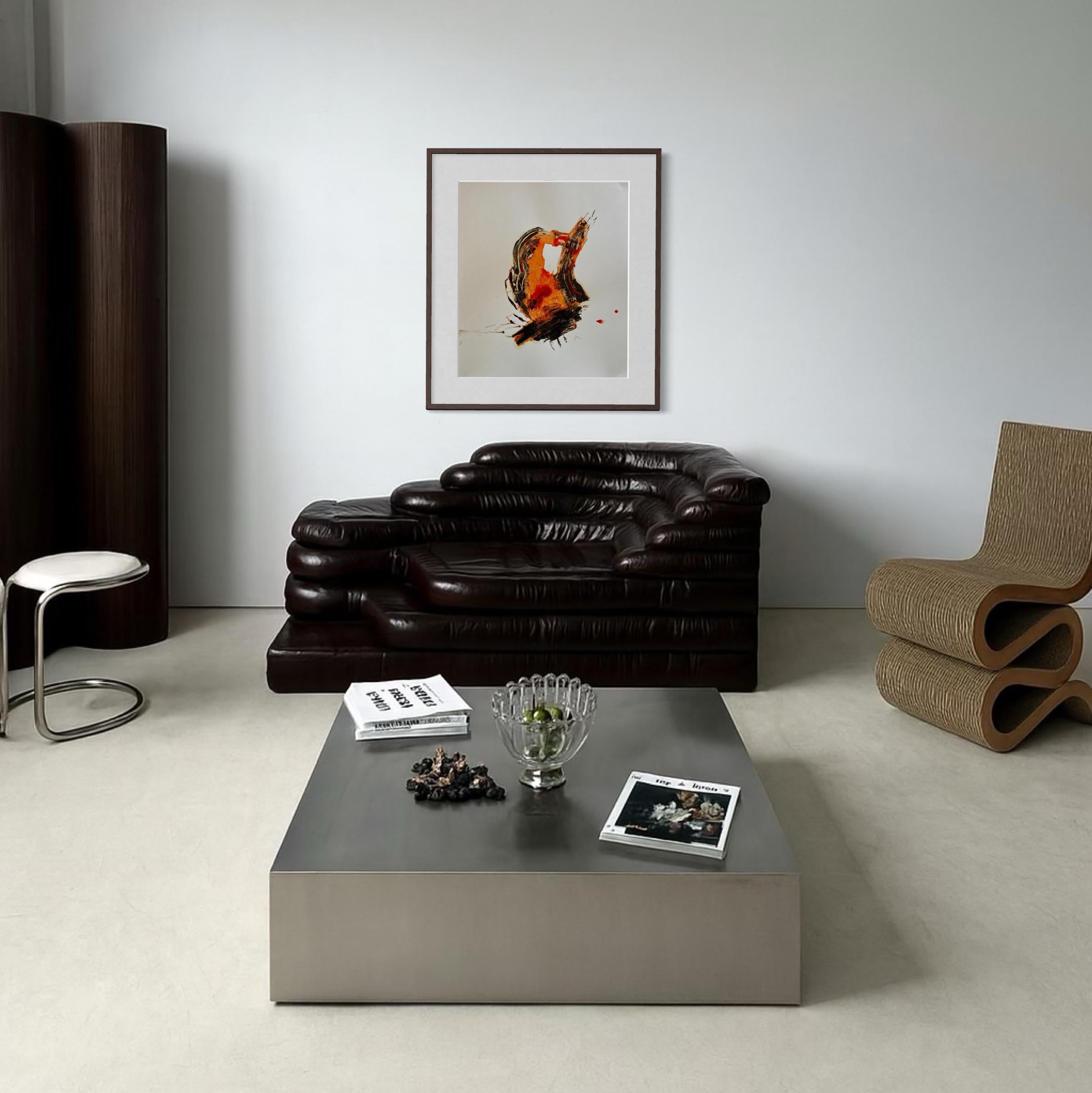 “Fire Remembered” is an original 54 x 47 cm painting on cardboard by Finnish multidisciplinary artist Emmi Iida, known for her emotionally charged abstractions that merge movement, intuition, and raw texture.

The work pulses with elemental energy —