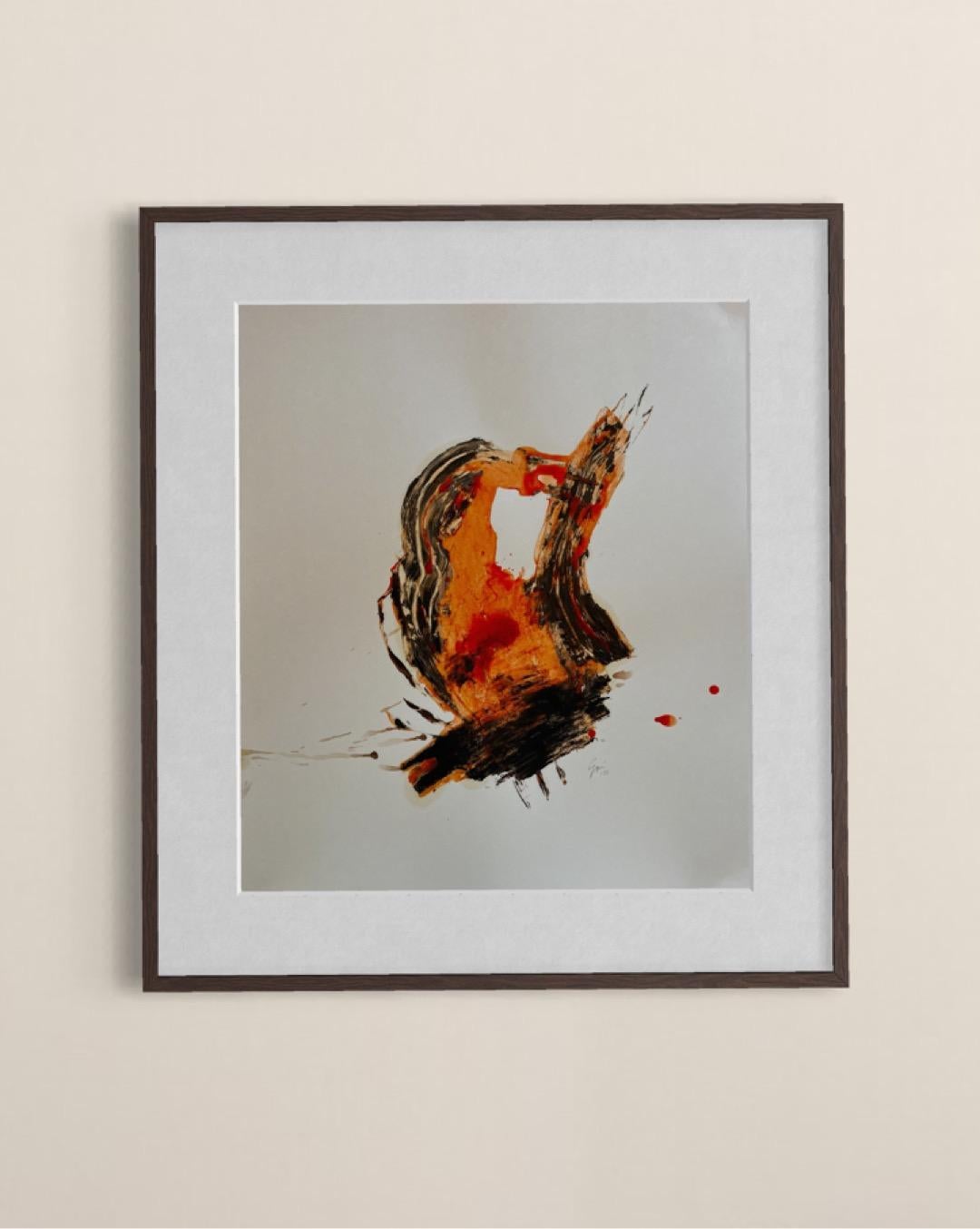 Fire Remembered — Abstract Expressionist Painting on Cardboard by Emmi Iida For Sale 2