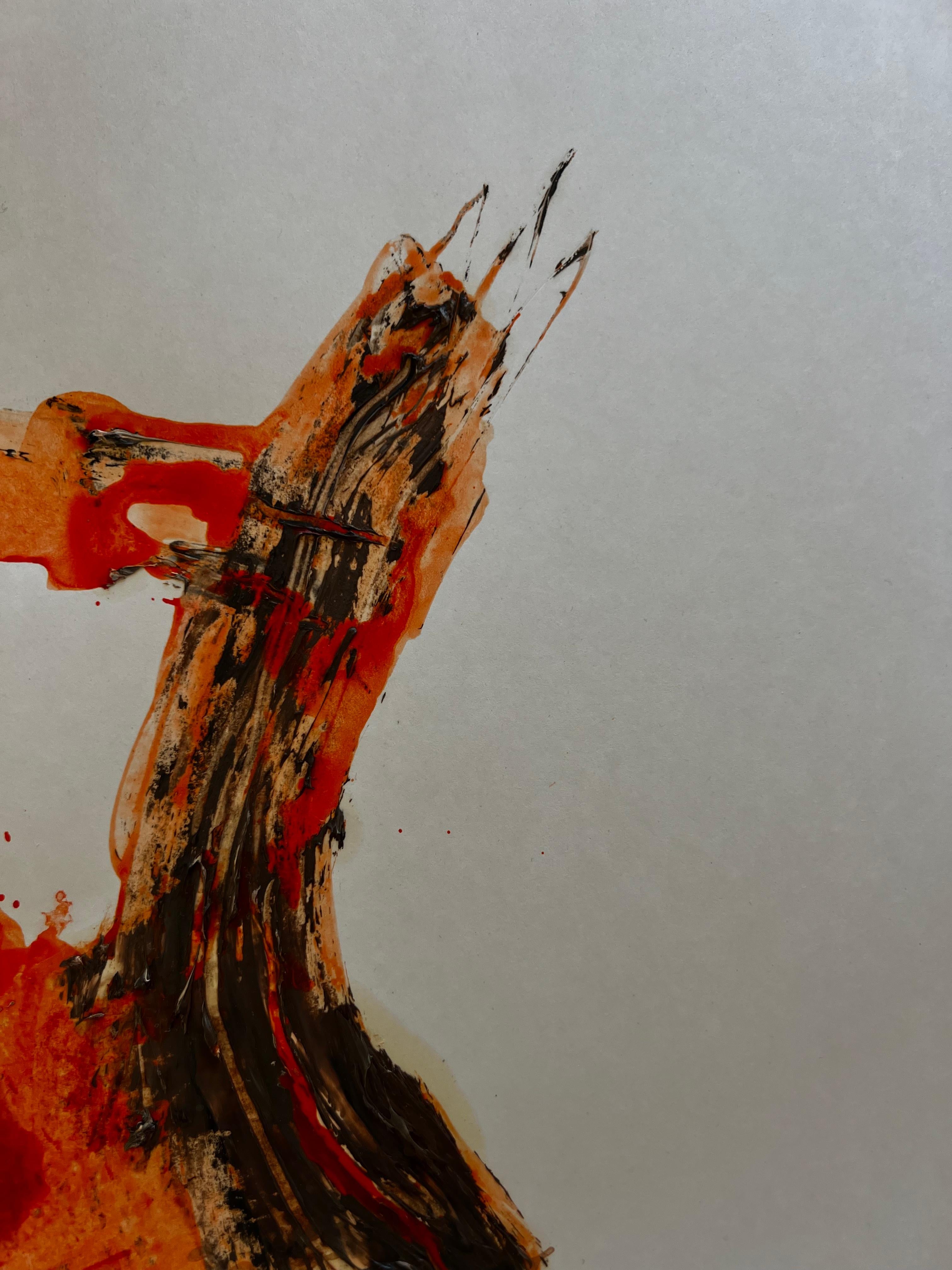 Fire Remembered — Abstract Expressionist Painting on Cardboard by Emmi Iida For Sale 5