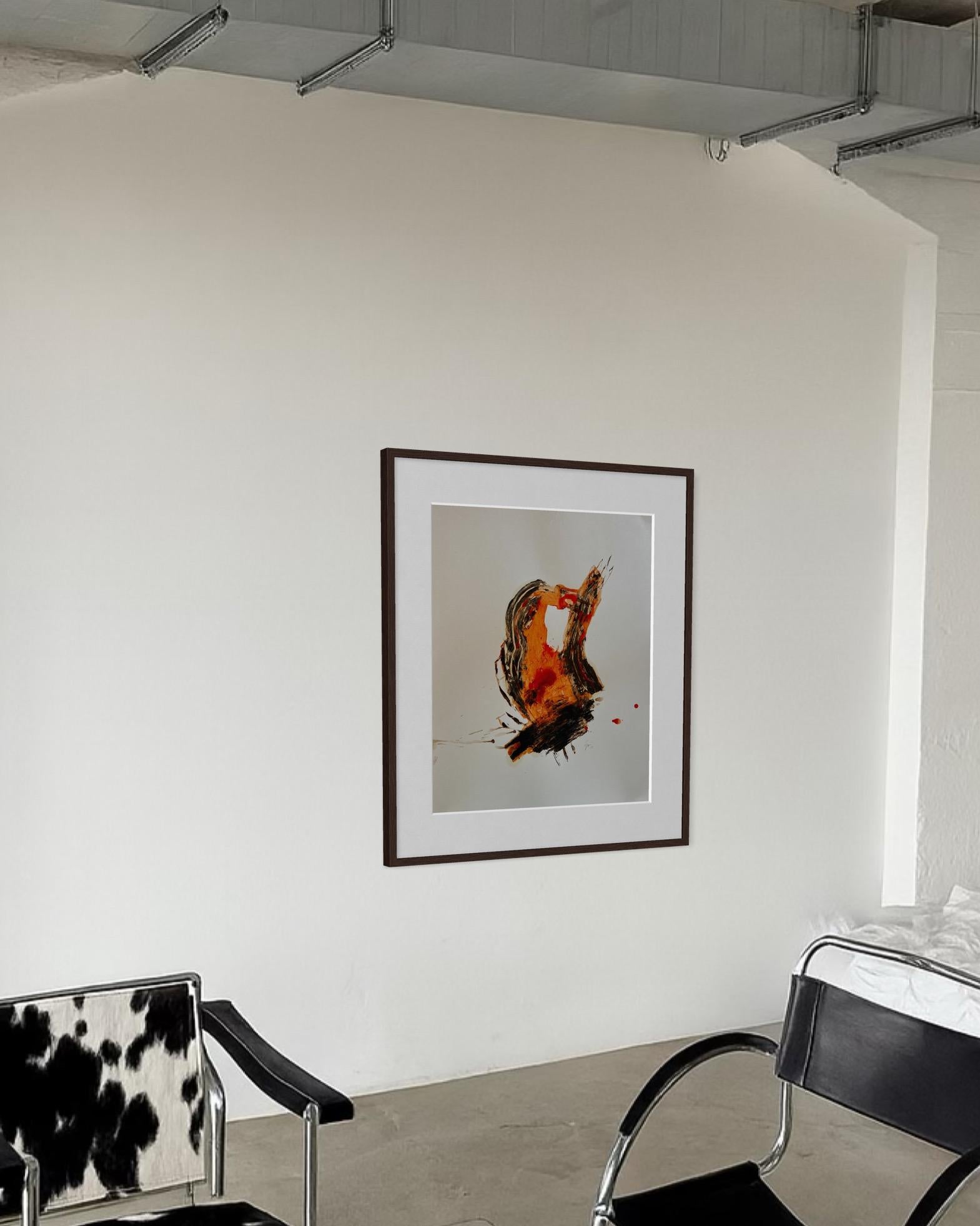 Fire Remembered — Abstract Expressionist Painting on Cardboard by Emmi Iida For Sale 6