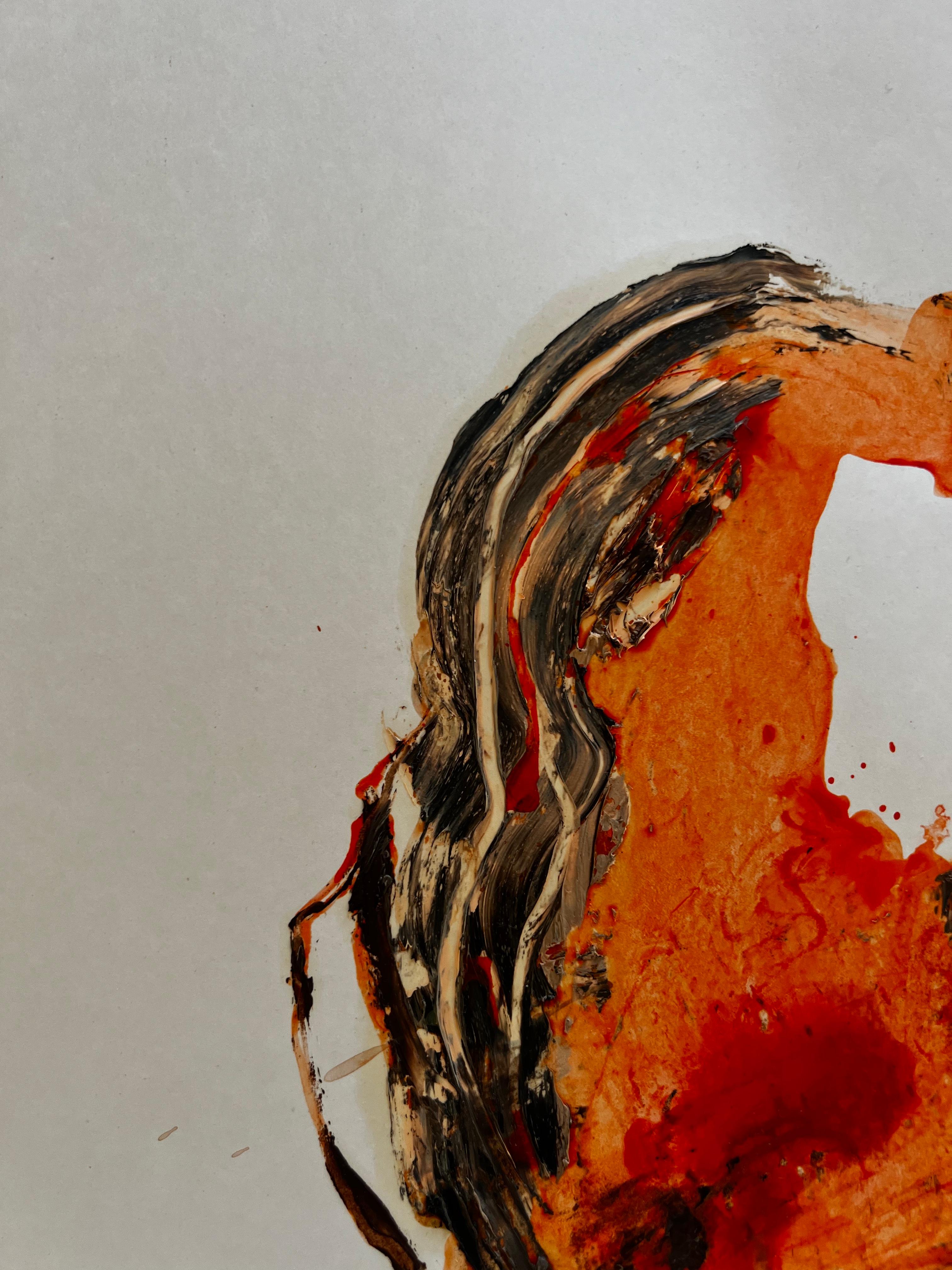 Fire Remembered — Abstract Expressionist Painting on Cardboard by Emmi Iida For Sale 7